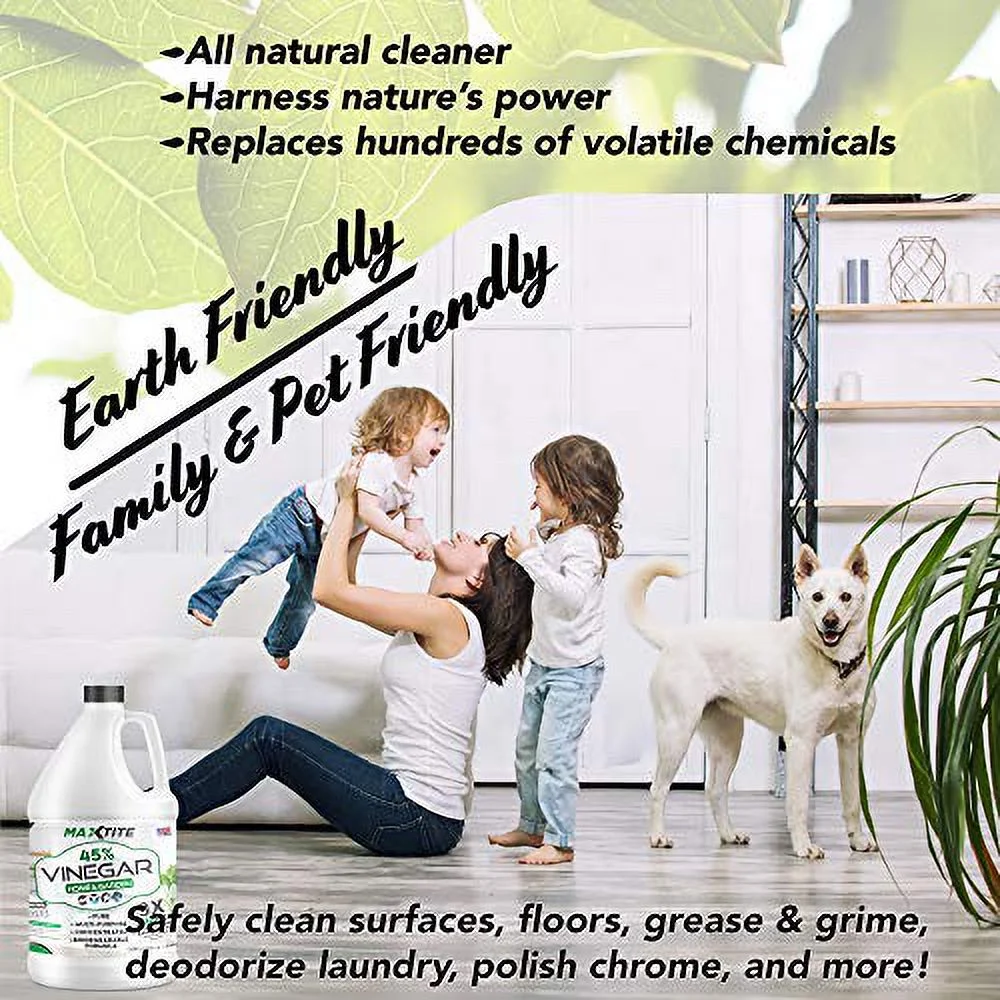 MAXTITE Ultra-Strength 45% Vinegar for Home & Garden Cleaning (4 Pack of 1 Gallon Bottles)