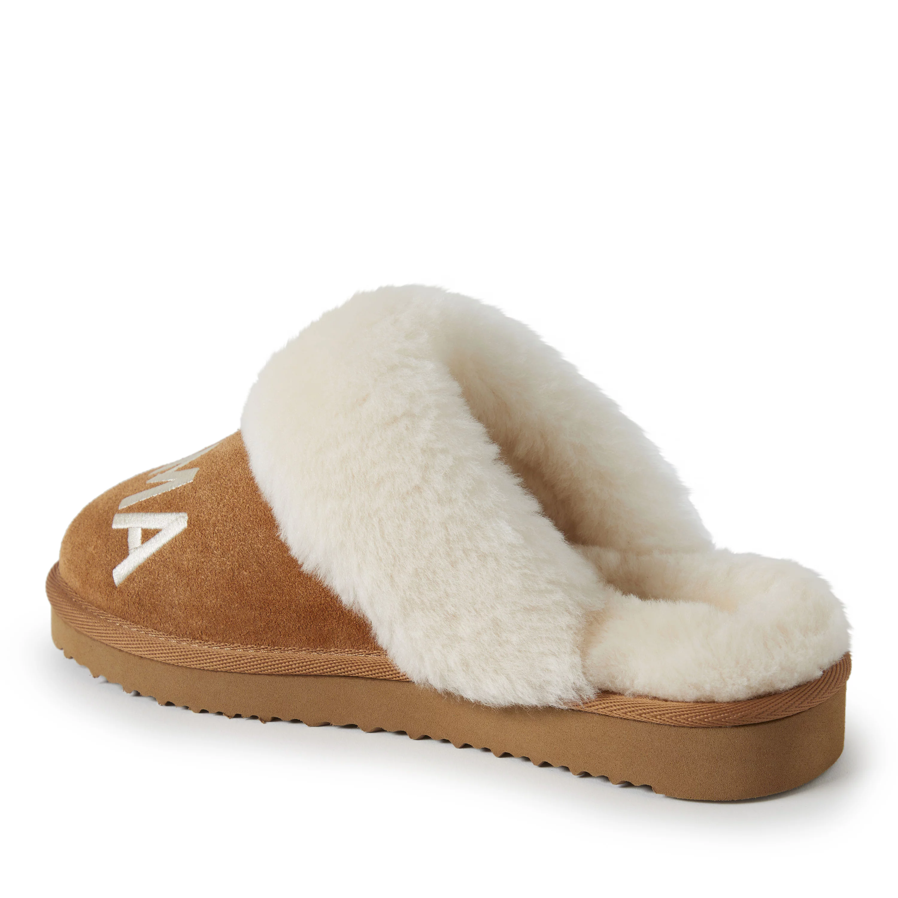 Fireside by Dearfoams Women's Mama Bear Genuine Shearling Scuff Slippers