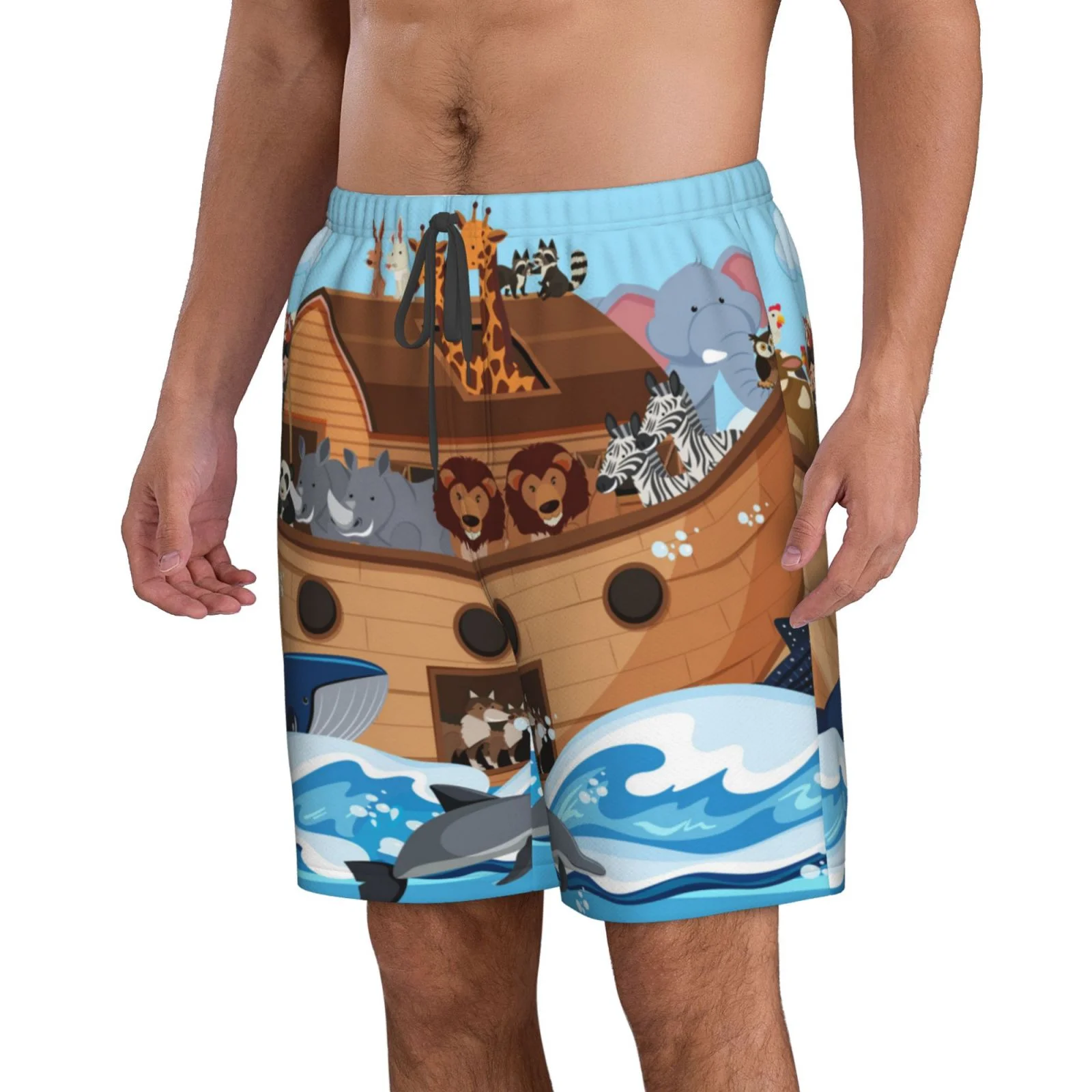 Lukts Animals On Noah'S Ark Mens Swim Trunks Quick Dry Swim Shorts With Funny Beach Shorts