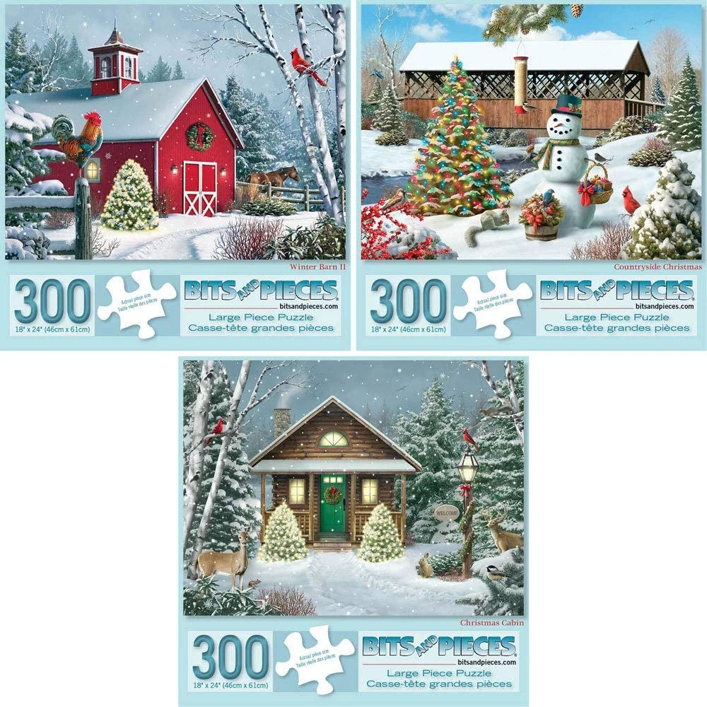 Bits and Pieces - Value Set of Three (3) 300 Piece Jigsaw Puzzles for Adults - Each Puzzle Measures 18