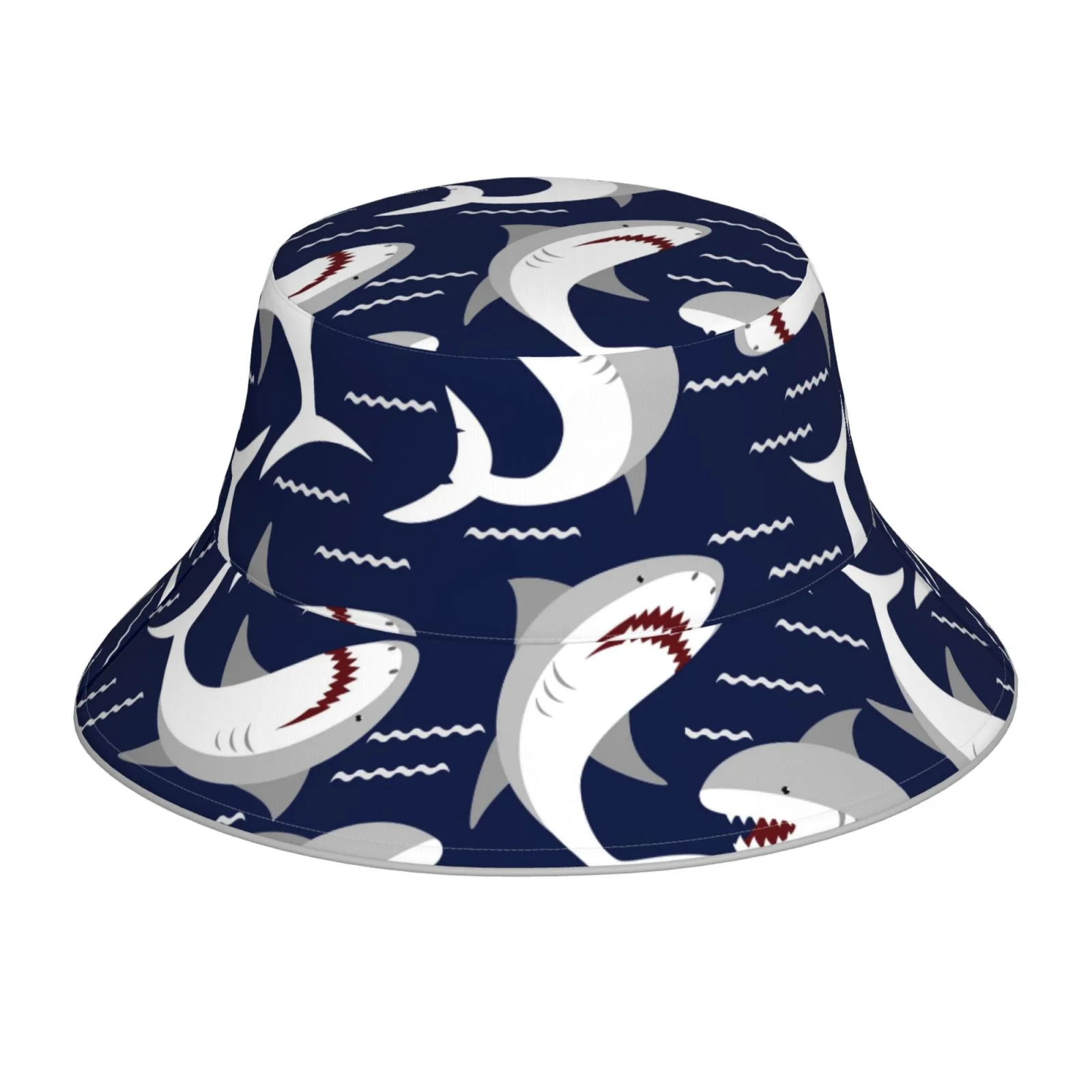 Balery Angry Shark Bucket Hats Fashion Sun Cap Packable Outdoor Fisherman Hat For Women And Men