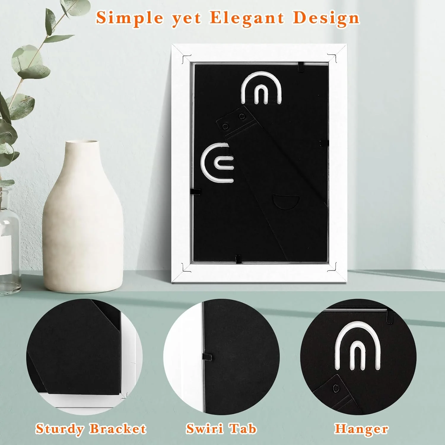 Golden State Art 5x7 Picture Frames Set of 8, Gallery Wall Frame Collage Tabletop Thin Frames with Plastic Glass, Horizontal or Vertical Displays (5x7, White, 8-Pack)