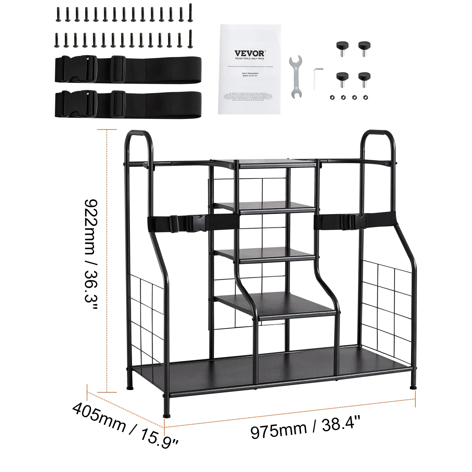 SKYSHALO Golf Storage Garage Organizer 2 Golf Bag Stand Basketball Rack Holder Gear Toys Club Rack