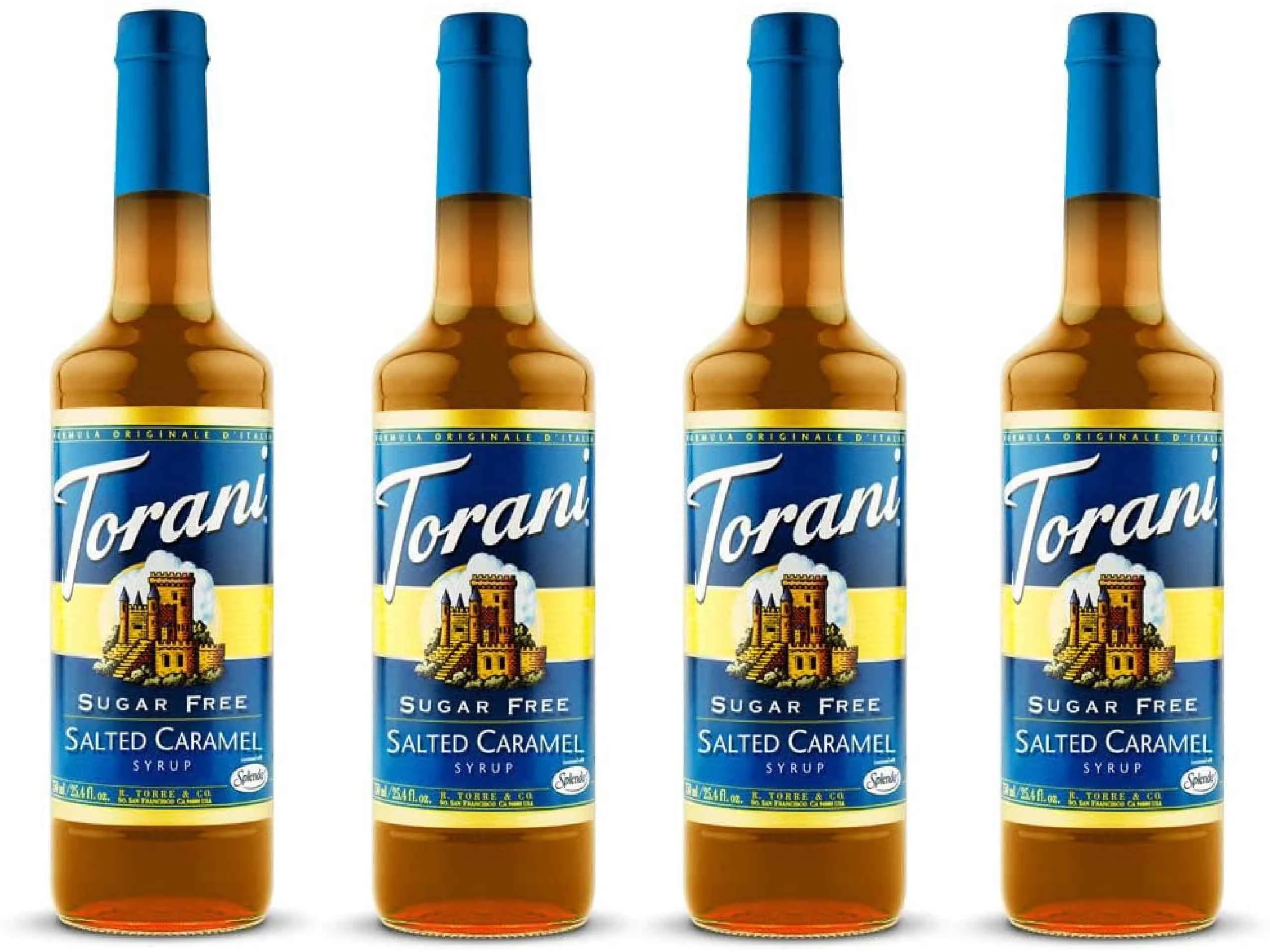 Torani Sugar-Free Syrup, Salted Caramel Syrup, 25.4 Fl Oz Bottle (Pack Of 4)