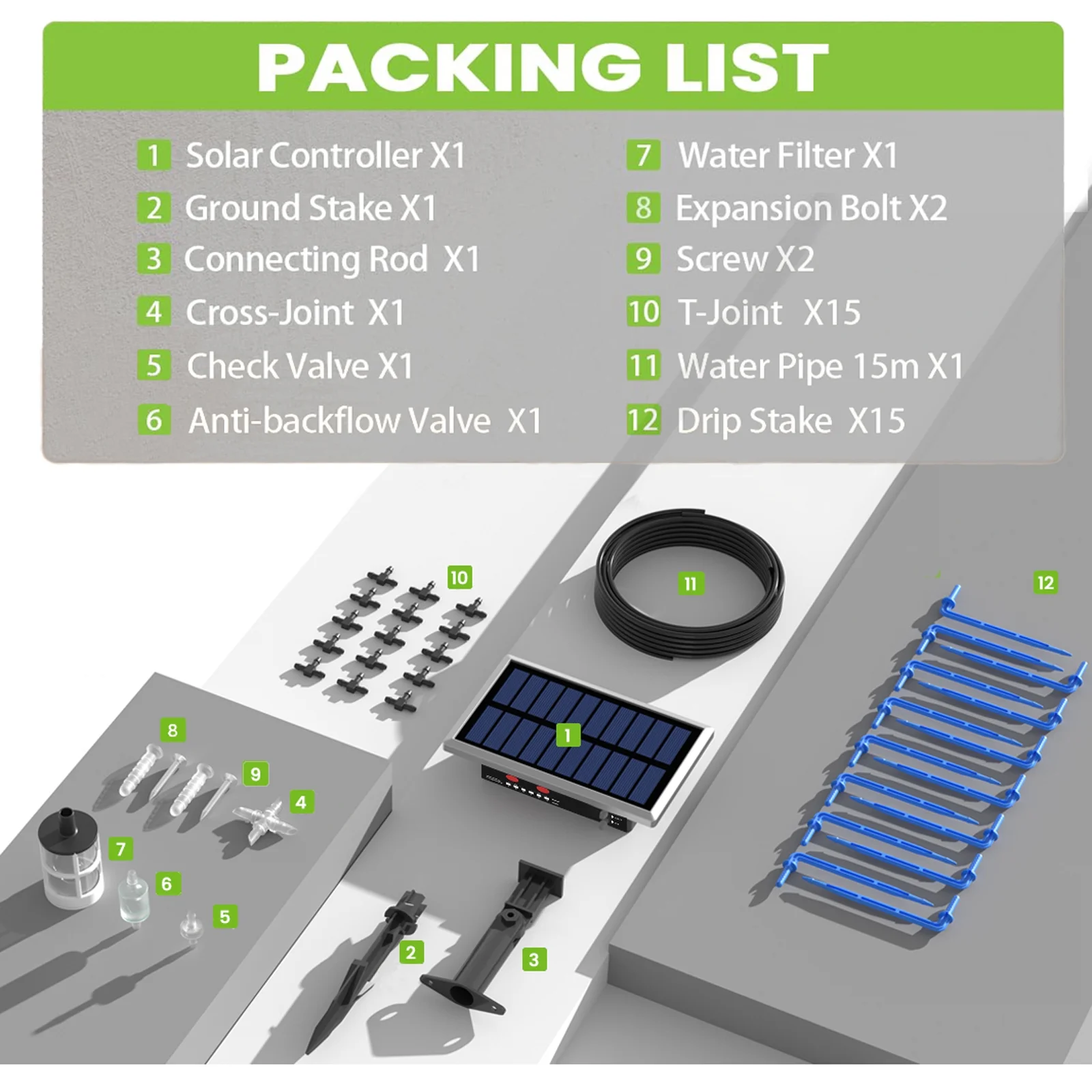 RAINPOINT Solar Drip Irrigation System Outdoor Automatic Plant Self Watering Devices for Plants