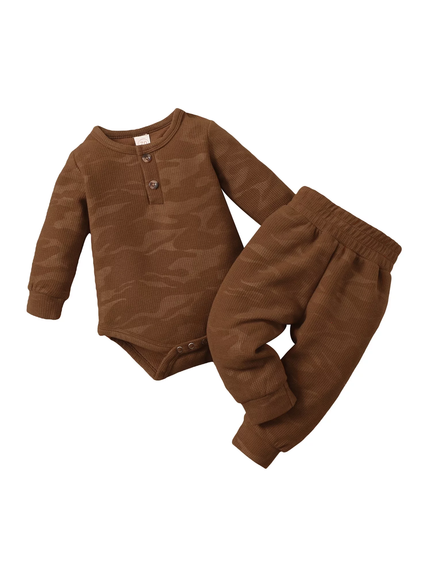Spring hue Infant Baby Boy Clothes Set Camouflage Printed Ribbed Knitted Romper Pants Set 2PCS