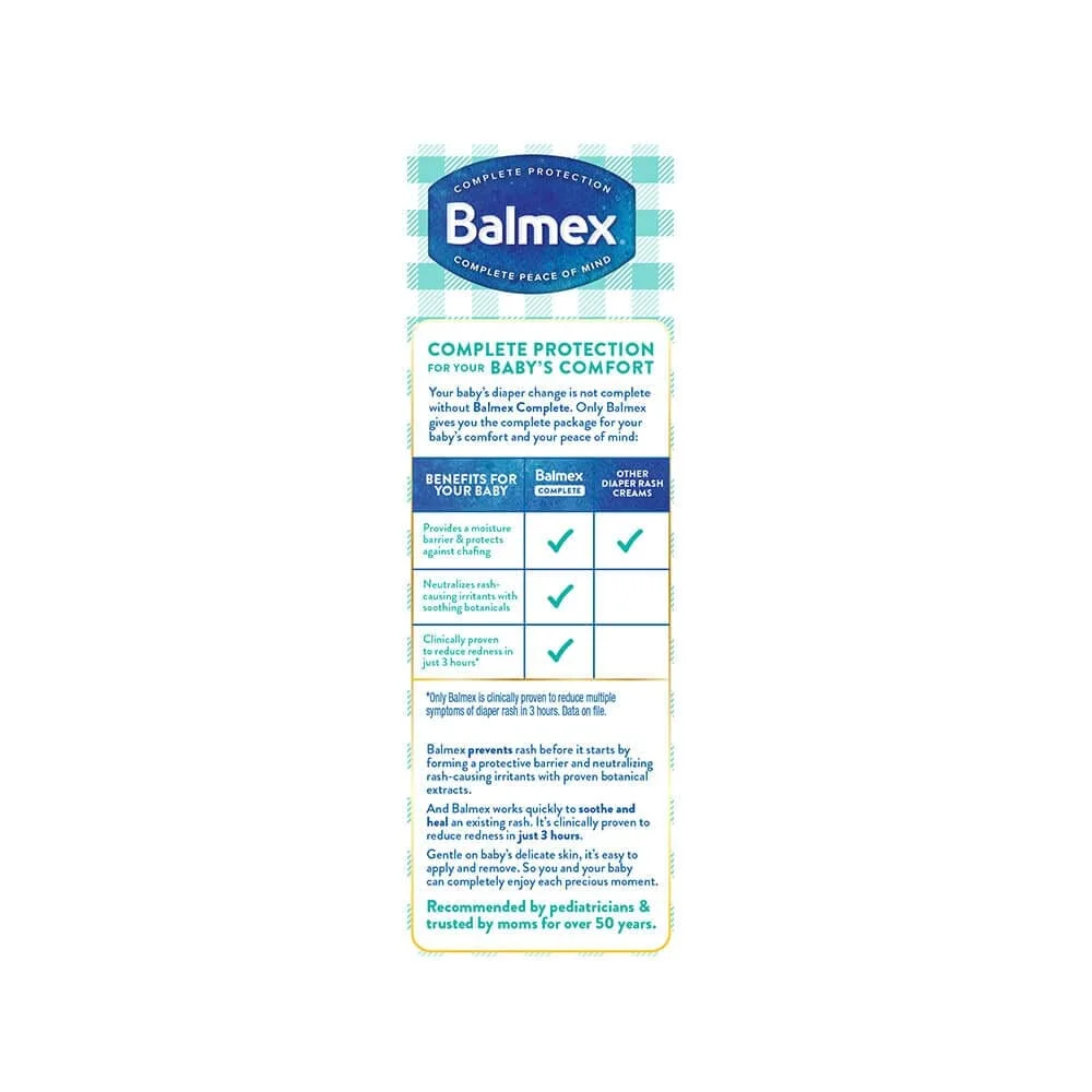 BALMEX Complete Protection Zinc Oxide Diaper Rash Cream, Advanced Formula, 2 Oz (2 Pack)