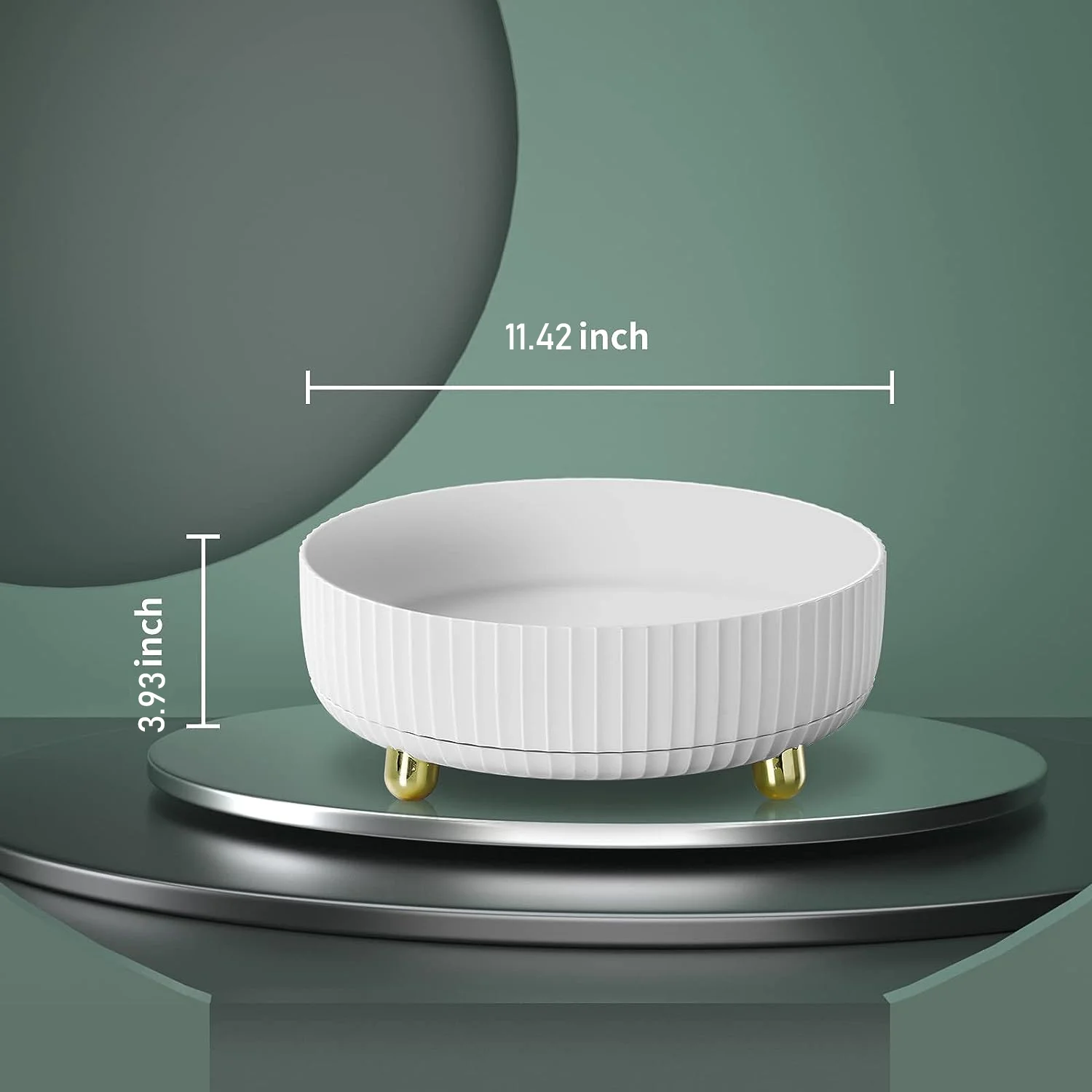 Makeup Perfume Organizer for Bathroom Counter or Vanity , 360 Degree Rotating Cosmetic Bathroom Desk Storage Lotions Display Stand Case Round Gift Tray, Large White (11.42