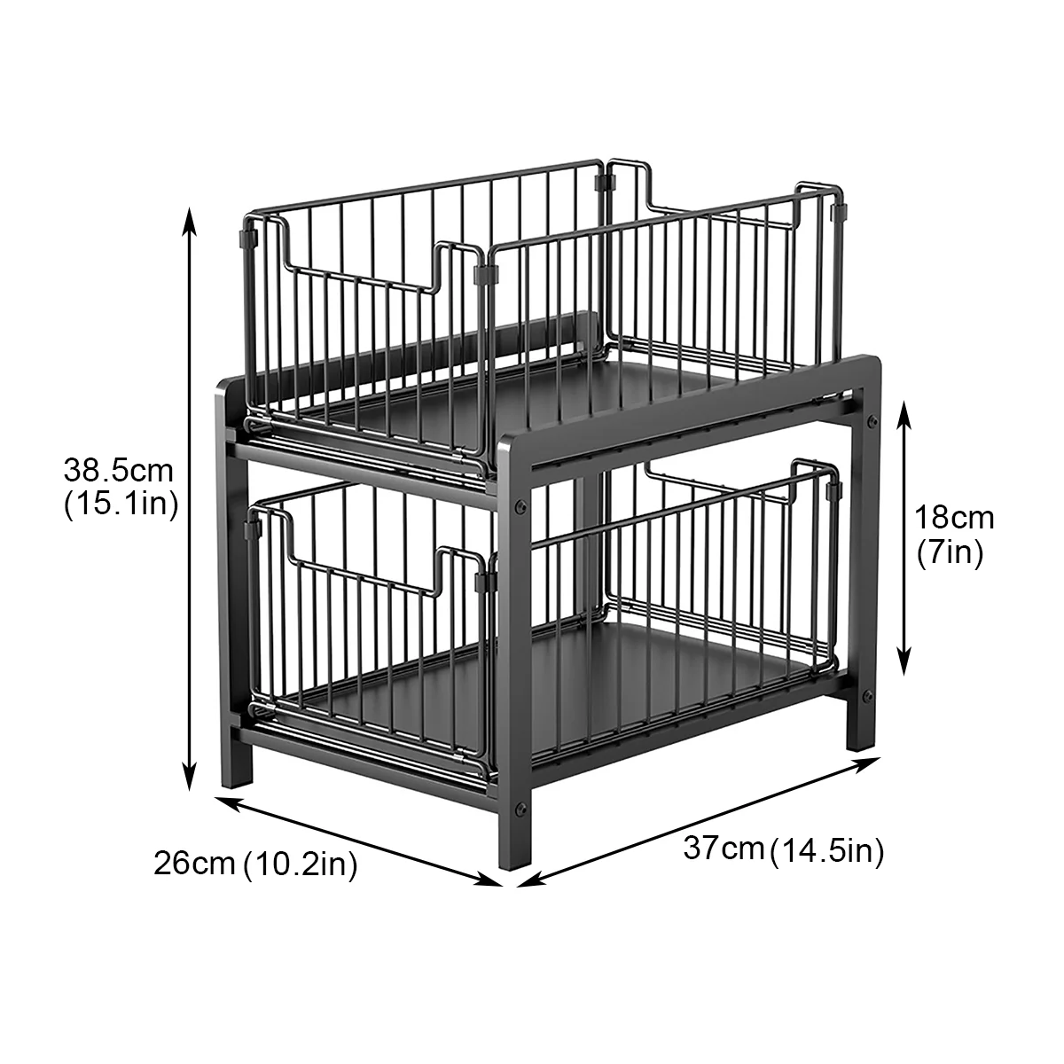Sensch Under Sink Organizers 2-Tier Spice Rack Cabinet Organizer with Sliding Baskets Pull-Out Rack for kitchen