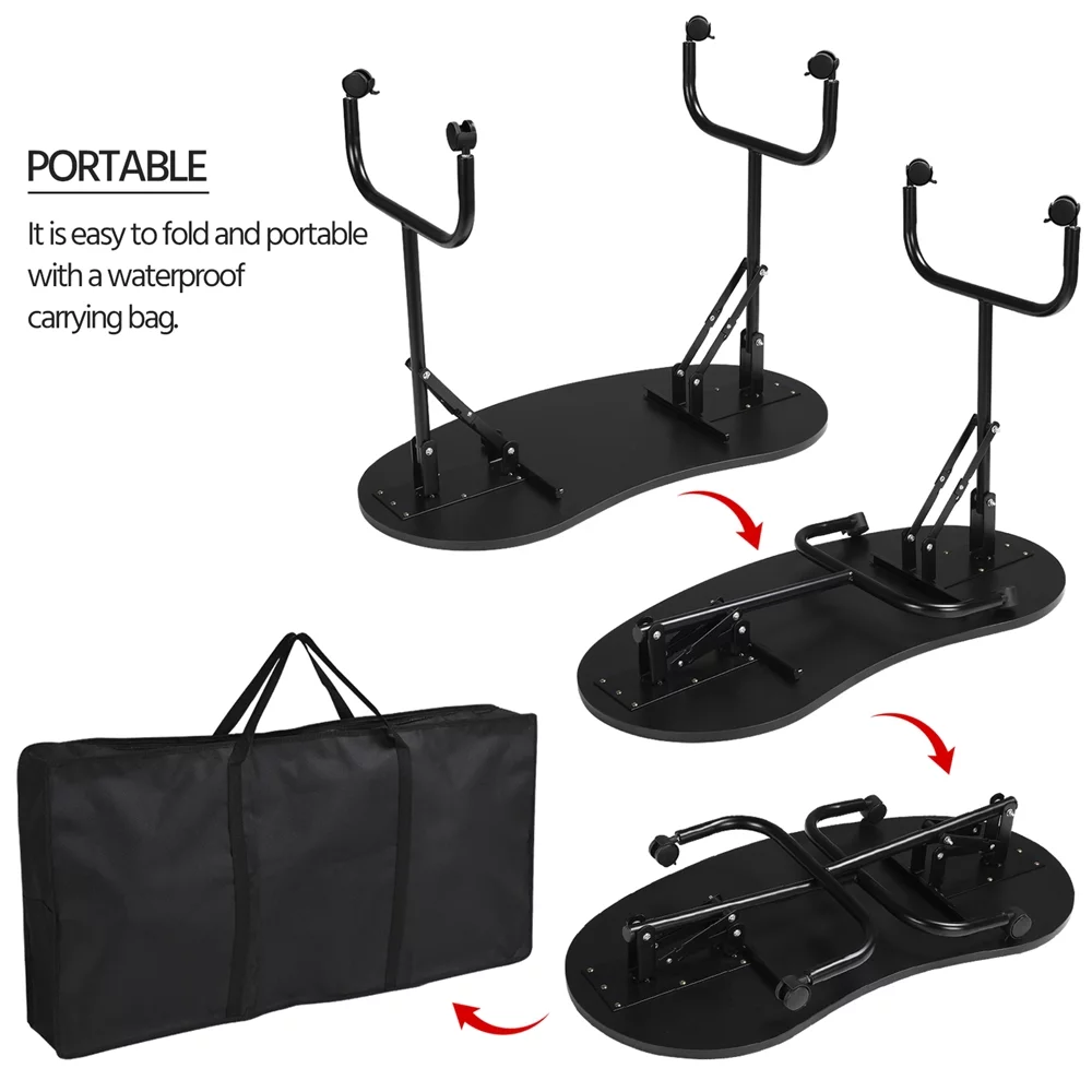 Alden Design Folding Manicure Table with Lockable Wheels and Bag, Black