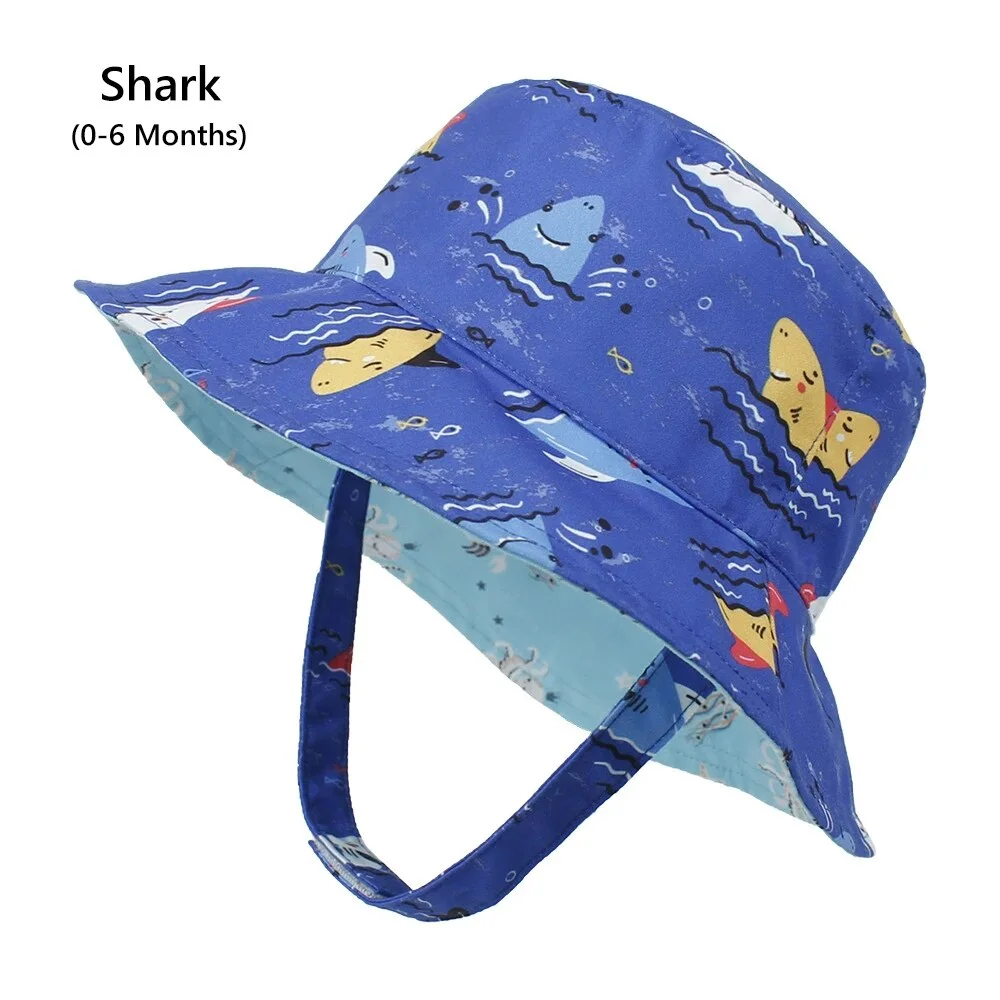Summer Baby Sun Hat for Girls Boys Outdoor Beach Hat Kids Bucket Cap 0-5 Years Shark (0-6 Months)