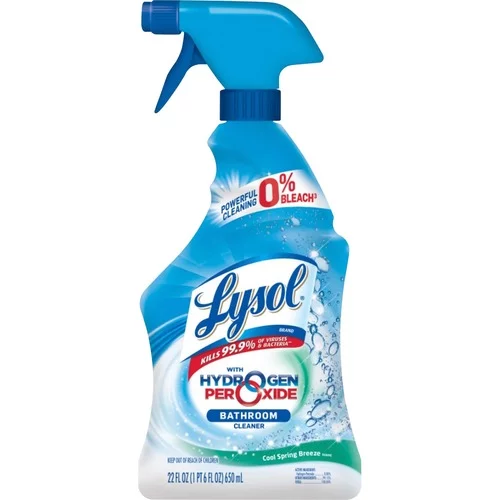 Lysol® with Hydrogen Peroxide Bathroom Cleaner - Cool Spring Breeze - 22 oz. - Liquid - 22 fl oz (0.7 quart) - Cool Spring Breeze Scent - 1 Each - Blue, White | Bundle of 5 Each
