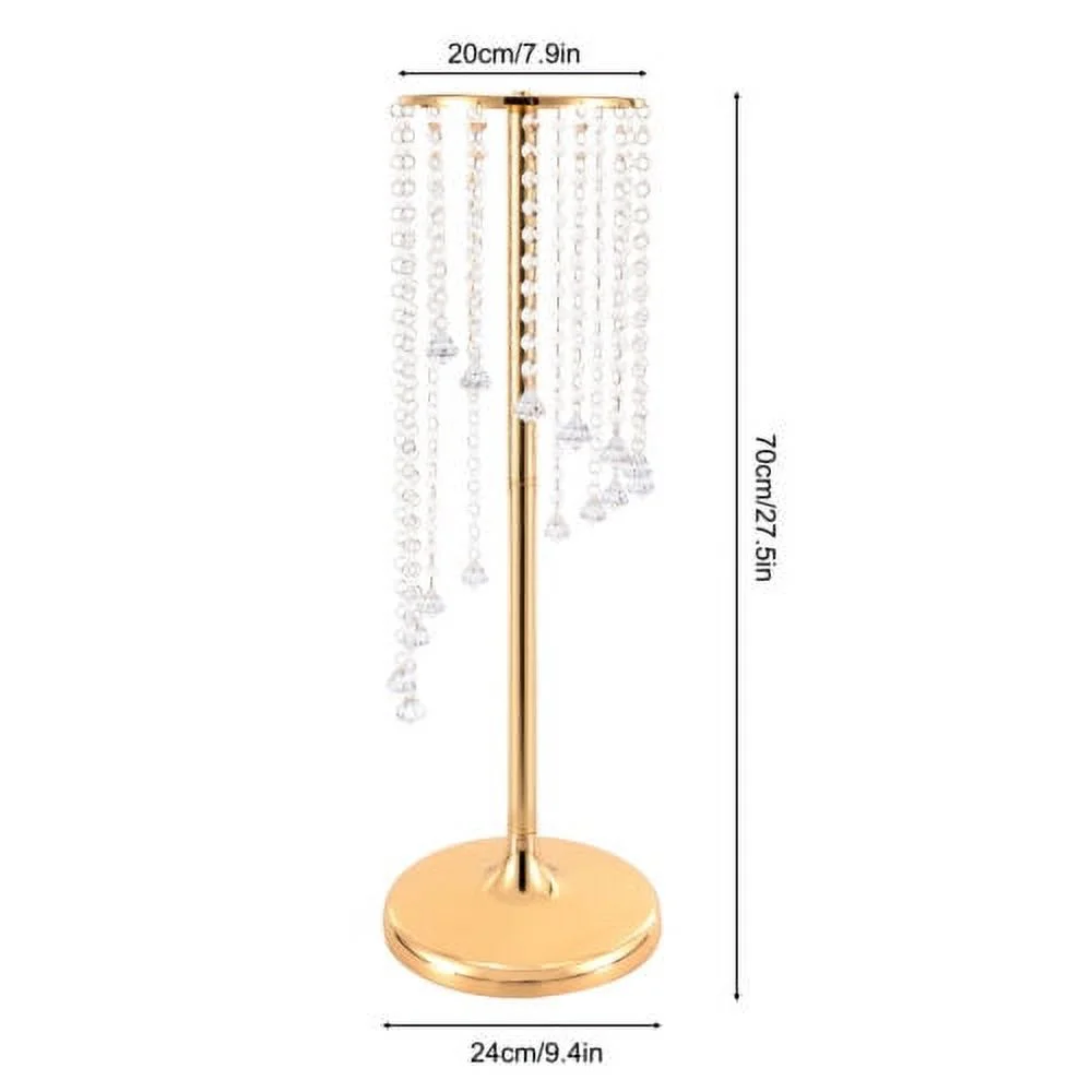 27.5 inch Tall Crystal Flower Vase For Wedding Centerpieces Gold Vases 10Pcs
