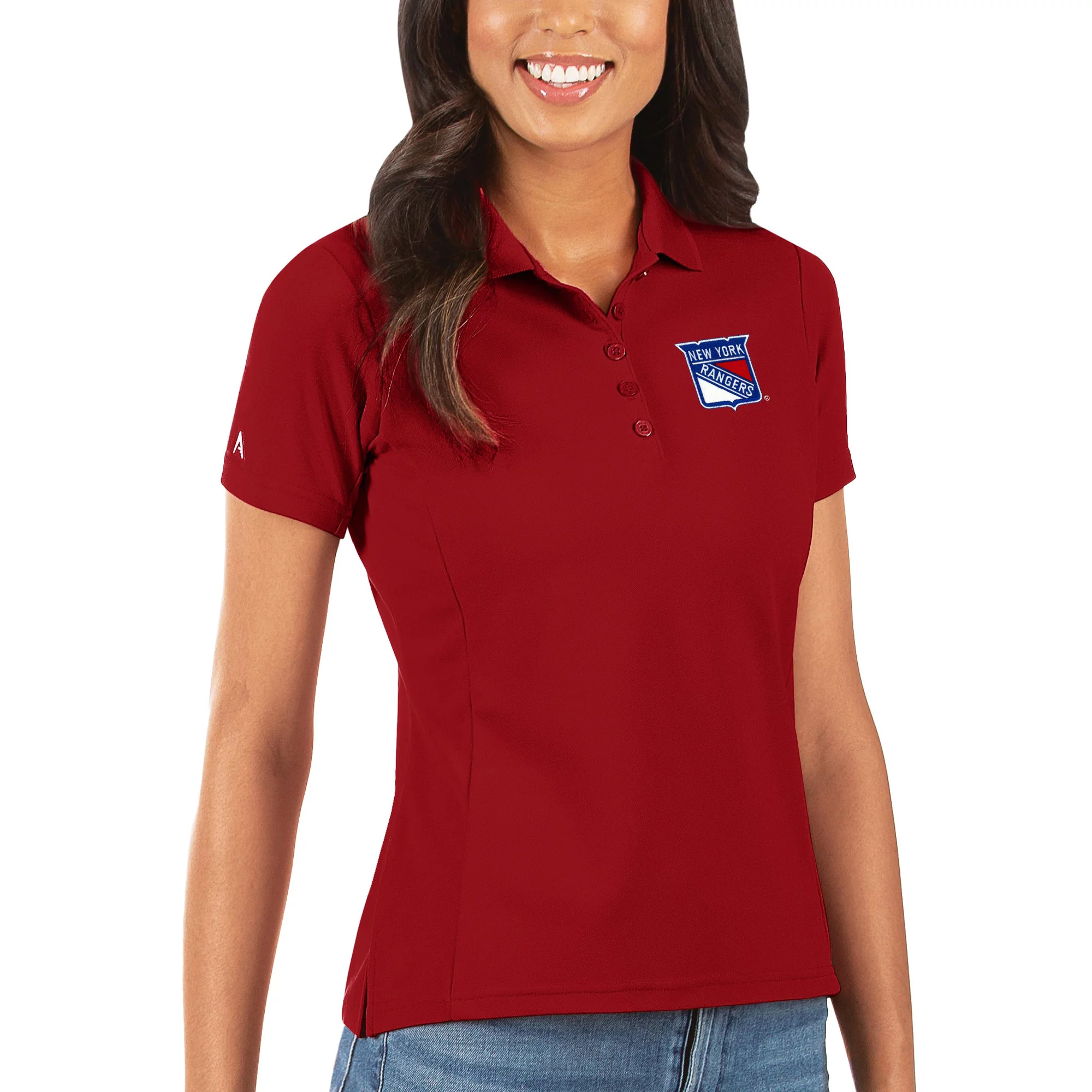 Women's Antigua Red New York Rangers Legacy Pique Polo