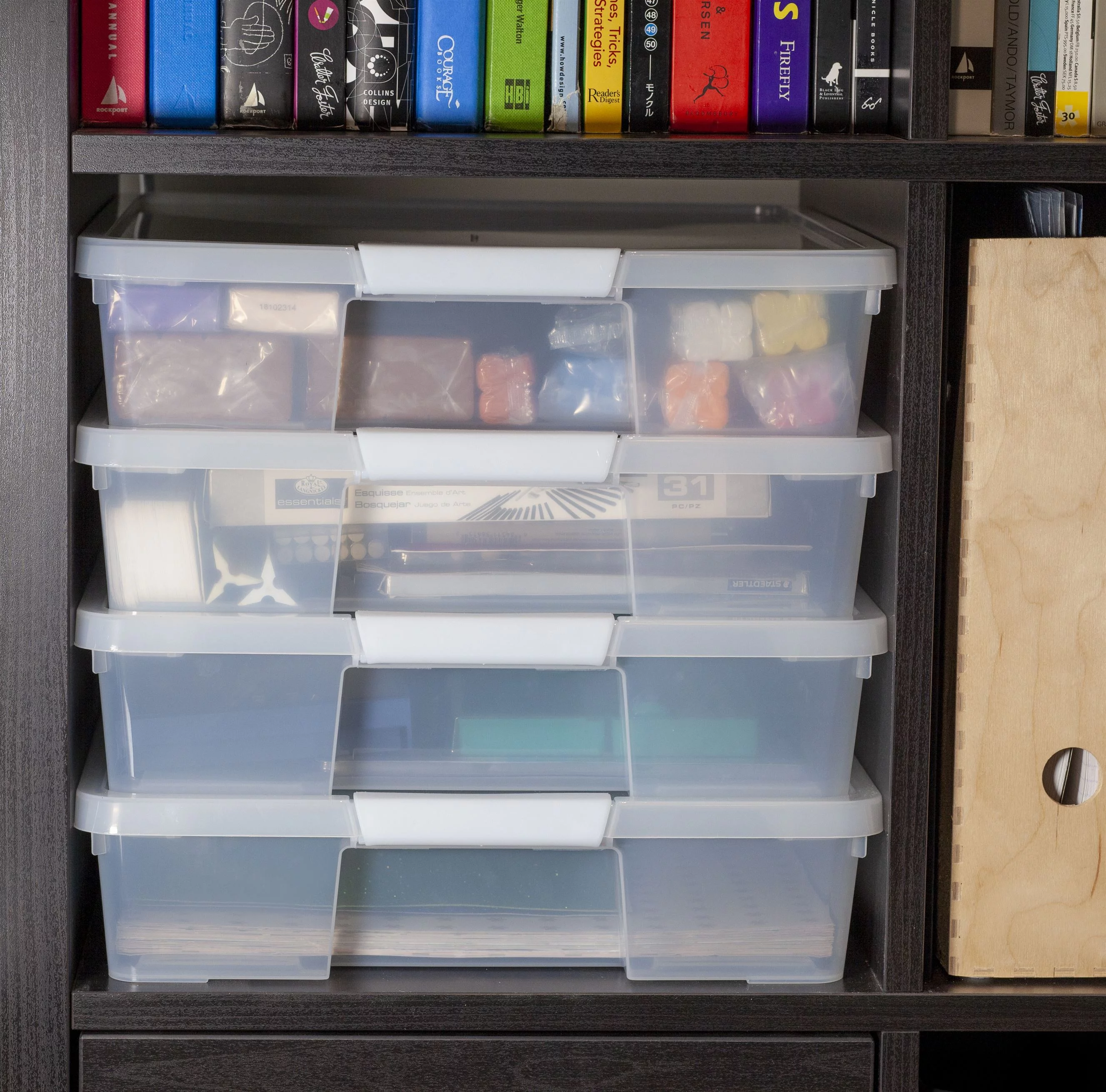 Pen+Gear Plastic File and Document Case with Supply Tray, Tint Clear, 5-Pack