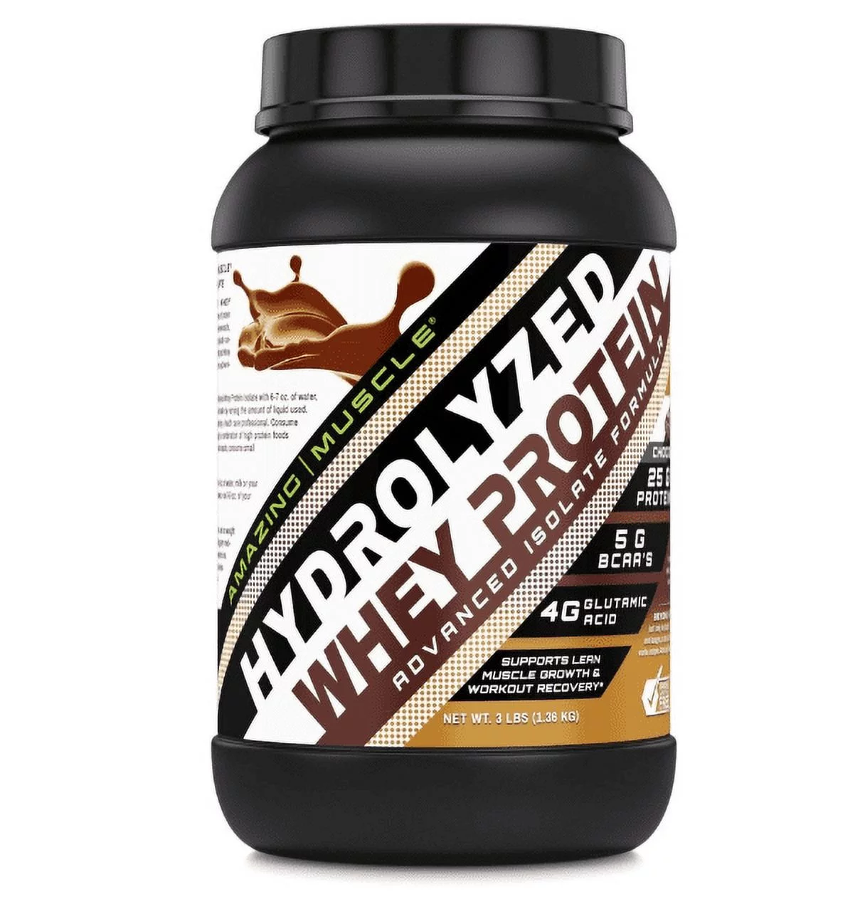 Amazing Muscle Hydrolyzed Whey Protein Isolate - Chocolate Flavor - 3 Lbs