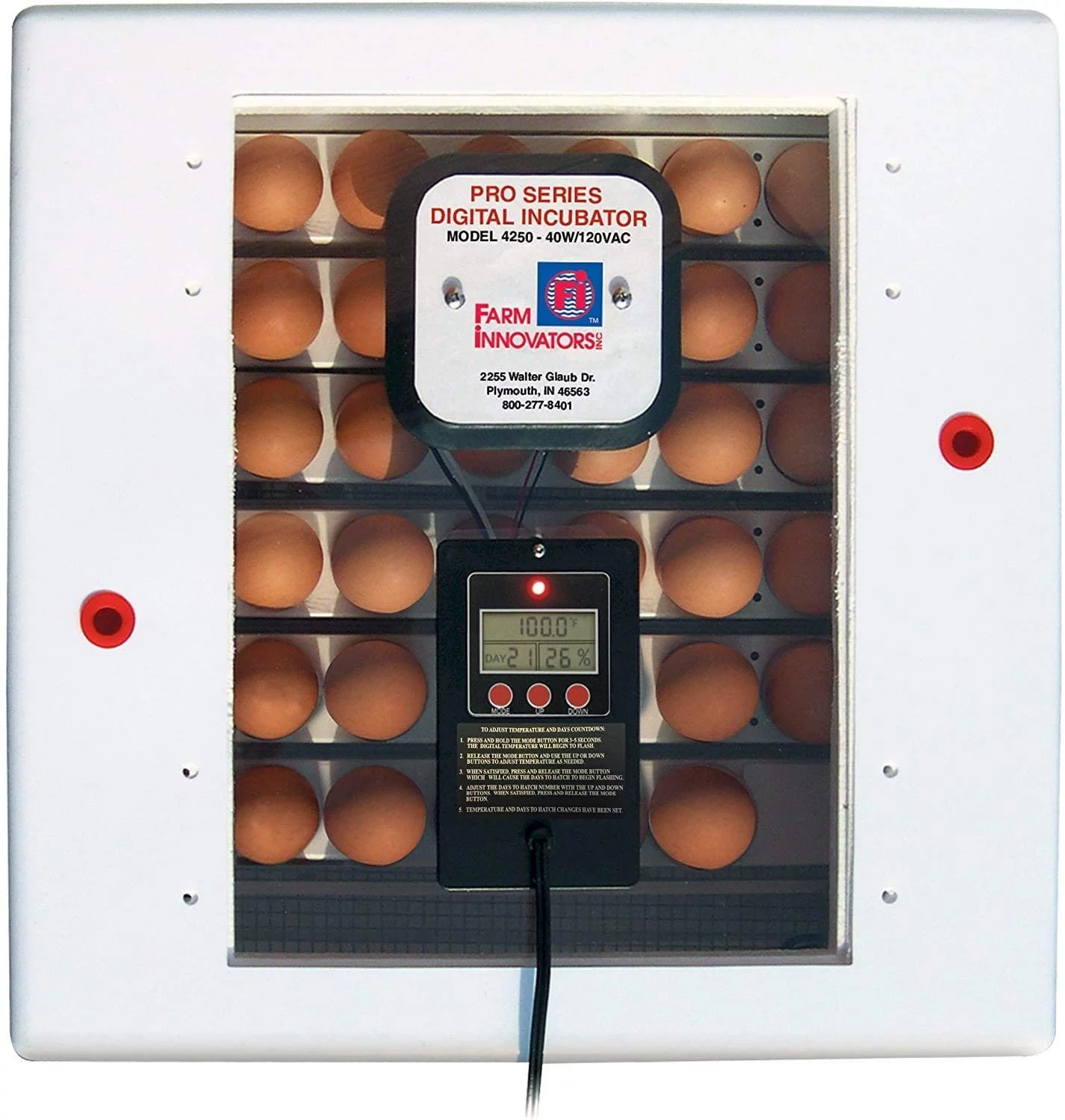 Farm Innovators Model 4250 Digital Circulated Air Incubator with Automatic Egg Turner,White Three Pack