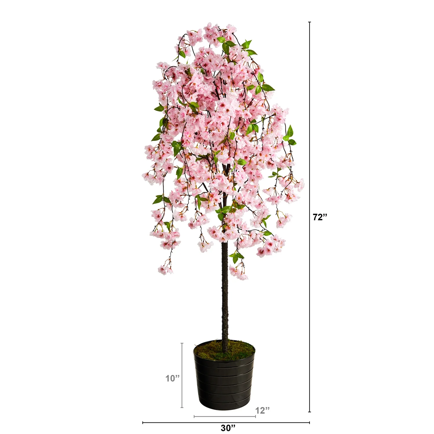 HomeStock Seaside Style 6Ft. Cherry Blossom Artificial Tree In Black Tin Planter
