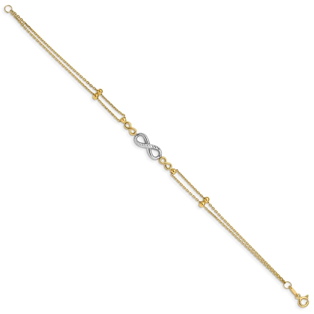 Primal Gold 14 Karat Two-tone Diamond-cut Multi-Strand Infinity Bracelet