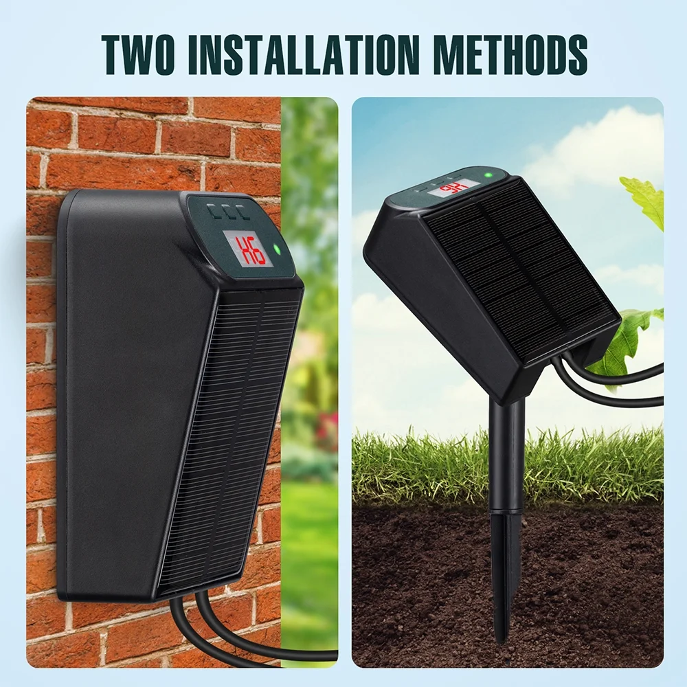 Solar Drip Irrigation System,Indoor Outdoor Automatic Plant Self Watering Devices with 8 Timing Modes, Supported 10-15 Pots