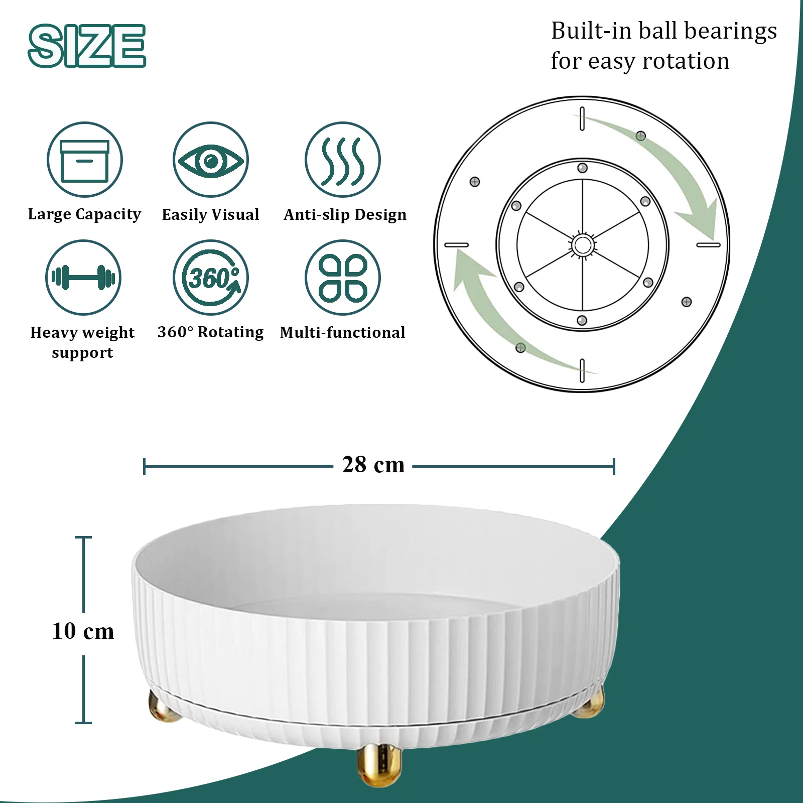 Makeup Perfume Organizer, 360 Degree Rotating Skincare Organizer Large Capacity Cosmetic Desk Spinning Storage Lotions Display Cases for Dresser, White