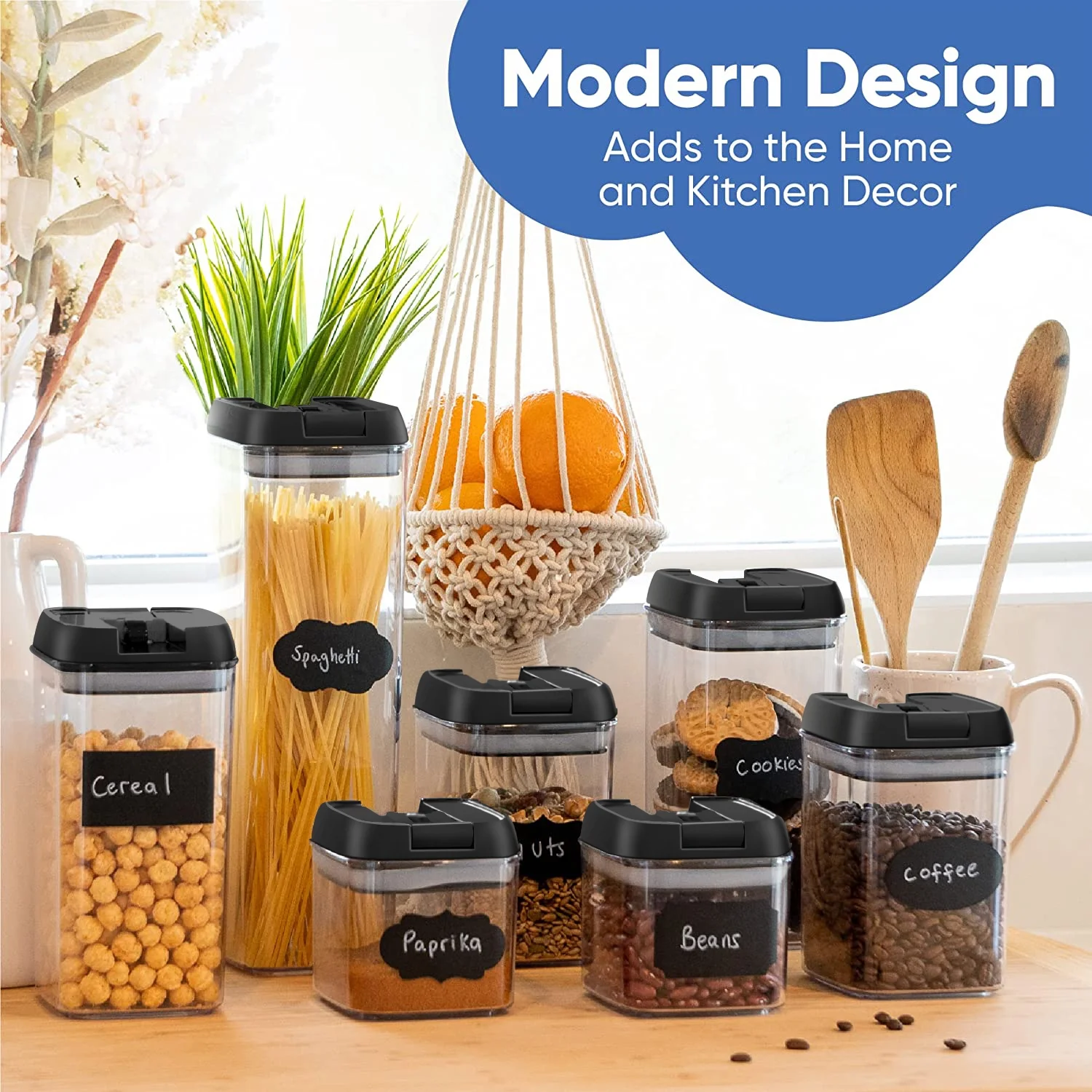 7 Pieces Food Storage Containers with Airtight Lids, Vesteel BPA Free Plastic Food Canisters Set for Kitchen Pantry Organization