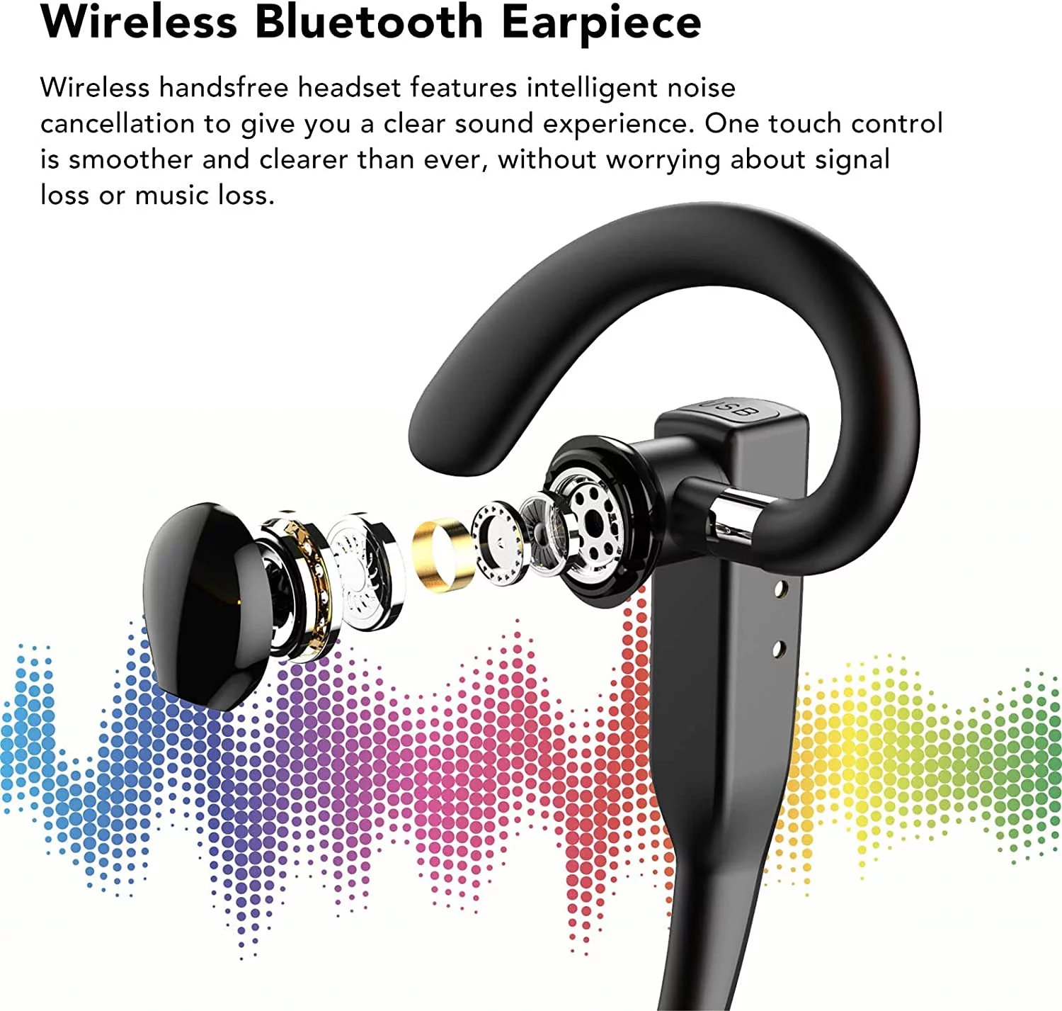 Bluetooth Earpiece for Cell Phone Noise Canceling Headphone with Microphone Wireless Headset Bluetooth Earpiece 5.1 Hands Free Headset CVC8 Compatible with iPhone Android for Business Office Driving