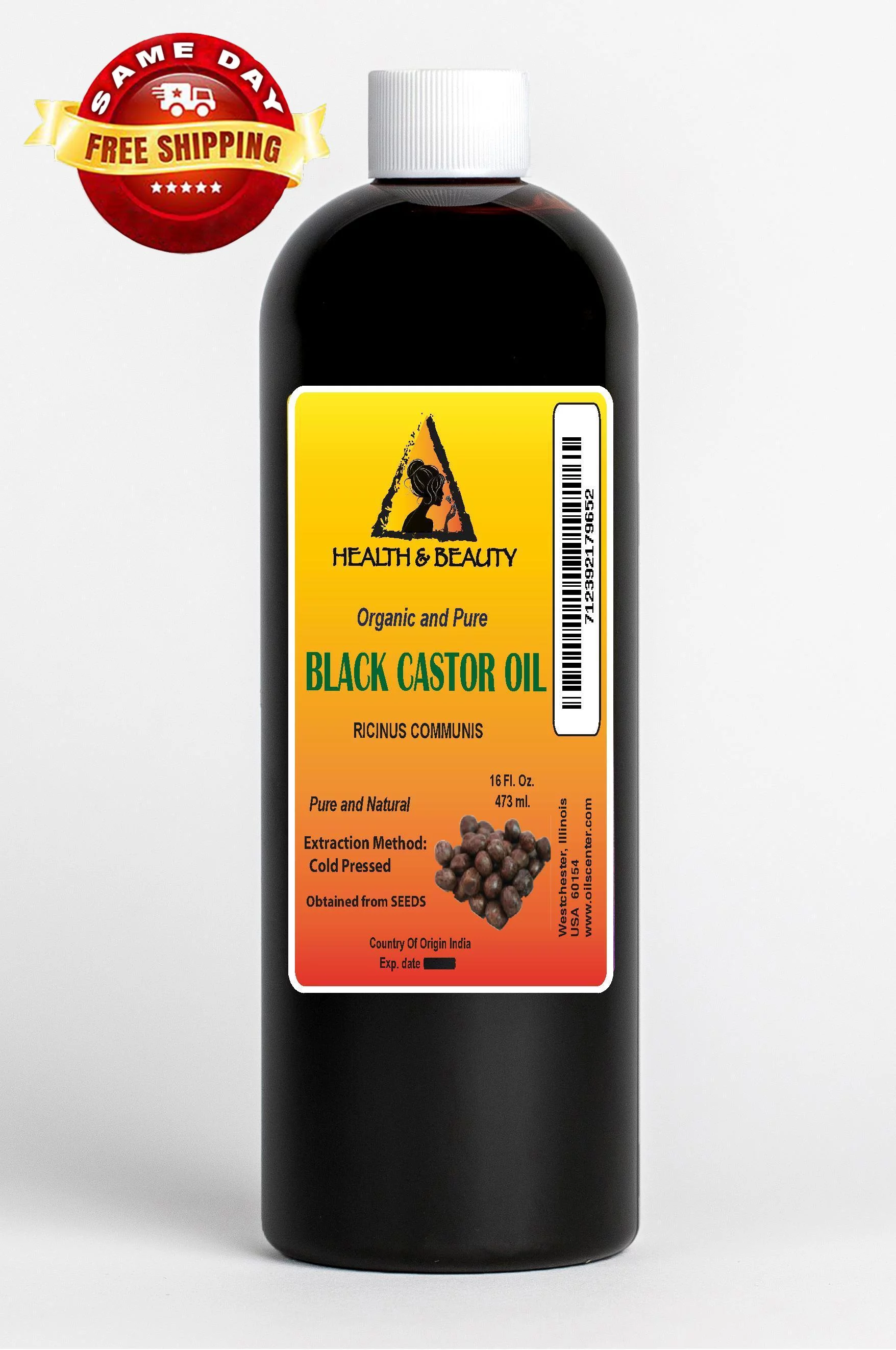 Black Castor Oil Organic USP Grade Hexane Free Cold Pressed Premium Pure 32 oz