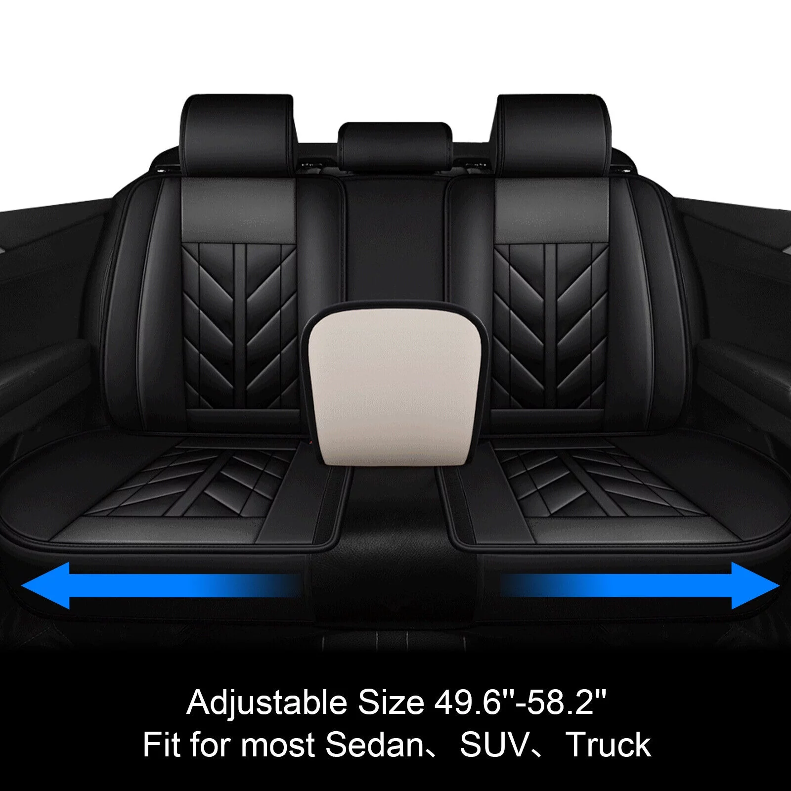 Car Seat Cover for Chevrolet, Waterproof 5 Seats Front Rear Seat Protector, Durable Pu Leather Full Set  for Cruze/ Impala/ Malibu/ Tracker Balck
