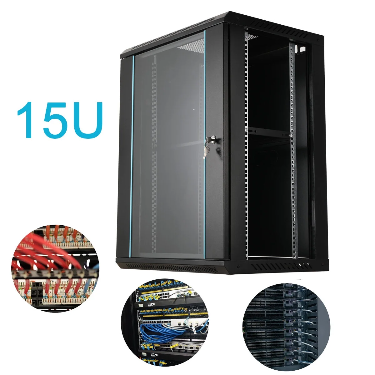 CDZHLTG 15U 24 in. Deep Wall Mount IT Network Server Rack Data Cabinet Rack Enclosure