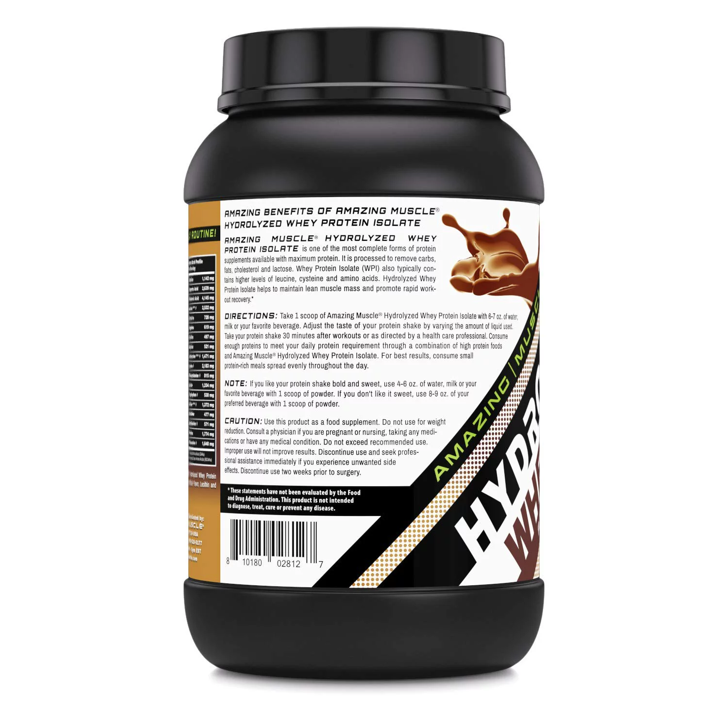 Amazing Muscle Hydrolyzed Whey Protein Isolate - Chocolate Flavor - 3 Lbs