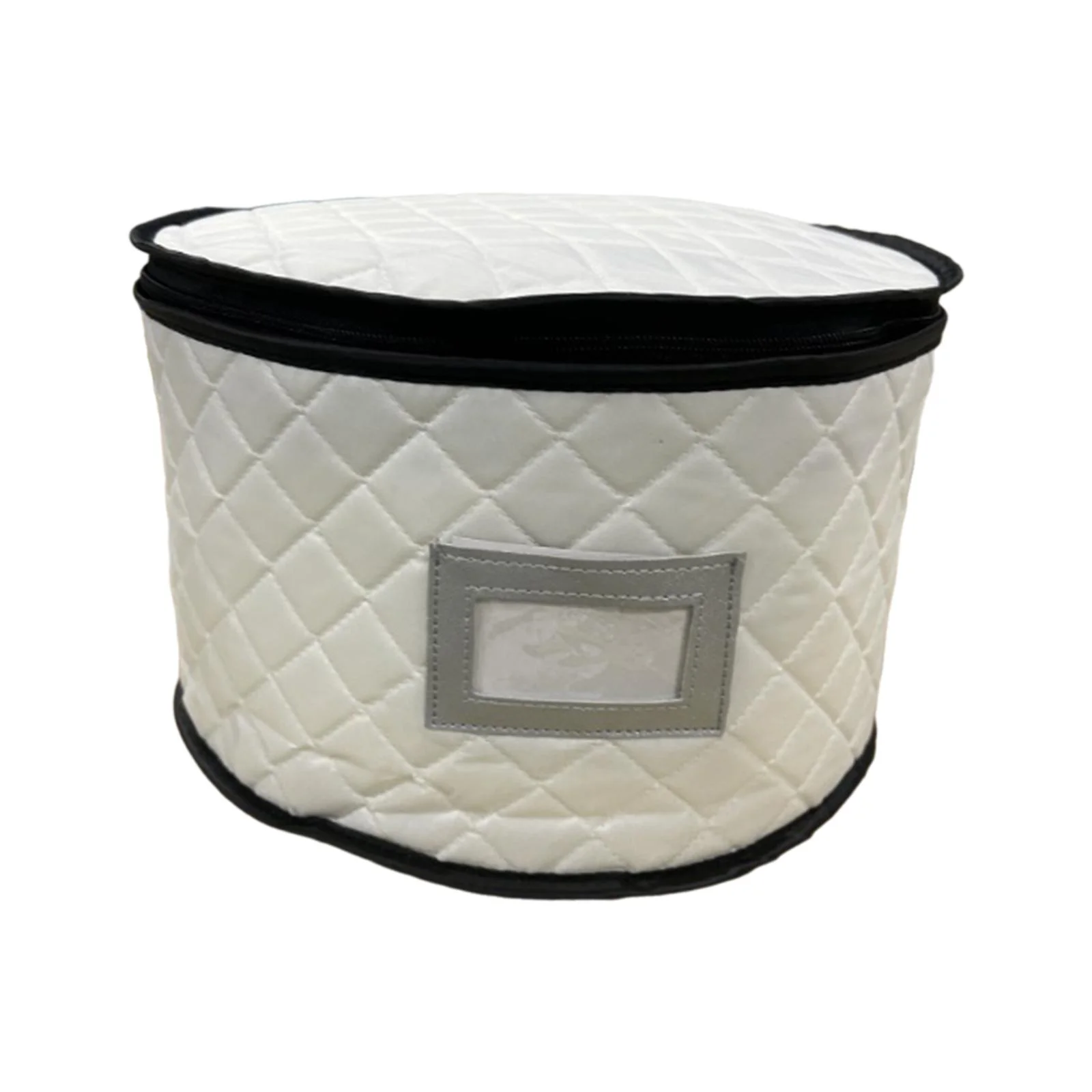 kowaku China Storage Container Cups Plate Bowl Storage Bag, with Protectors Round Hard Shell Case for Chinaware Saucers Stemware Beige M