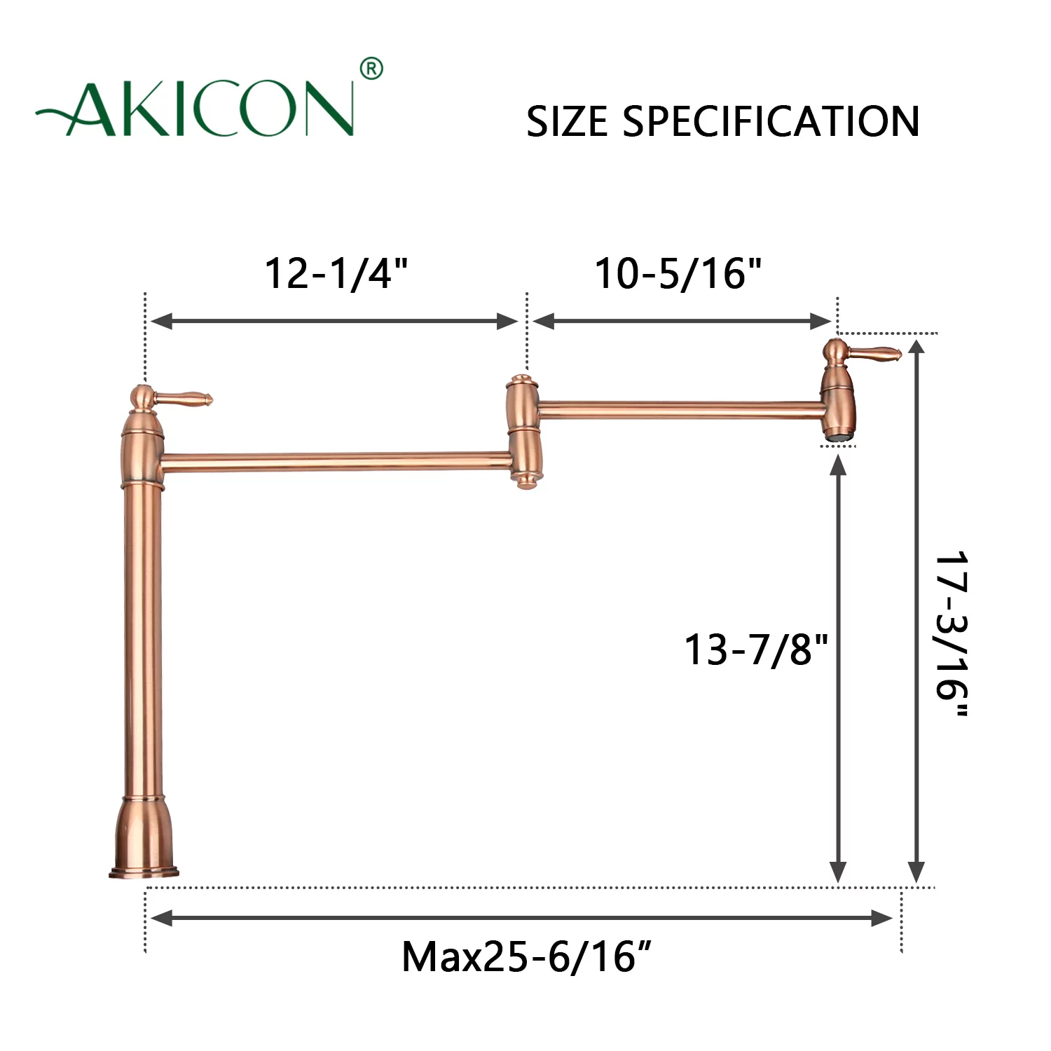 Copper Pot Filler Kitchen Faucet Deck-Mounted