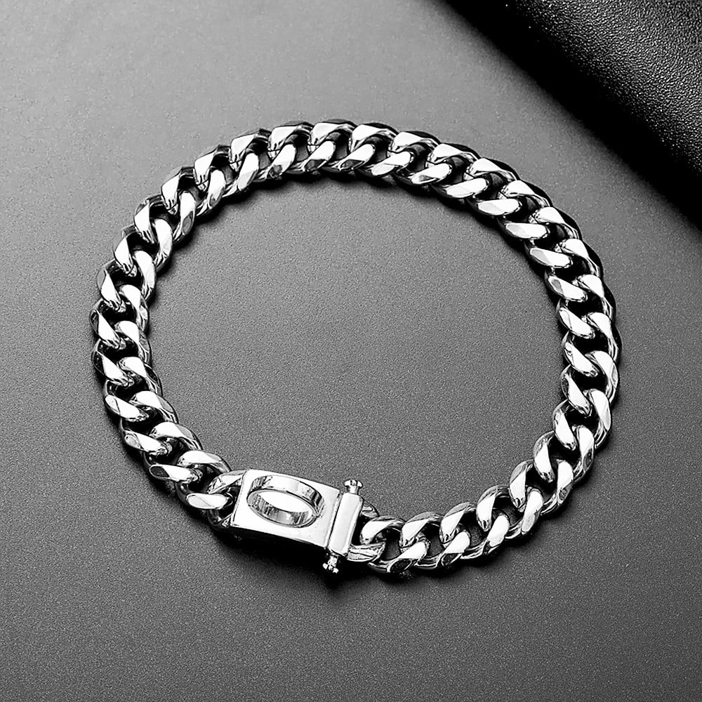 Silver Chains Choker Cuban Link Necklace Dogs Collar Large Medium Bulldog Rottweilers