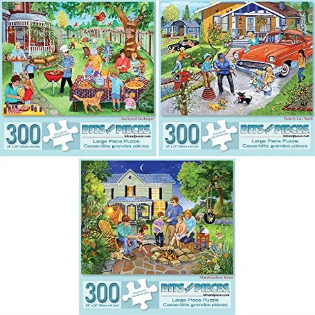 Bits and Pieces - Value Set of Three (3) 300 Piece Jigsaw Puzzles for Adults - Each Puzzle Measures 18