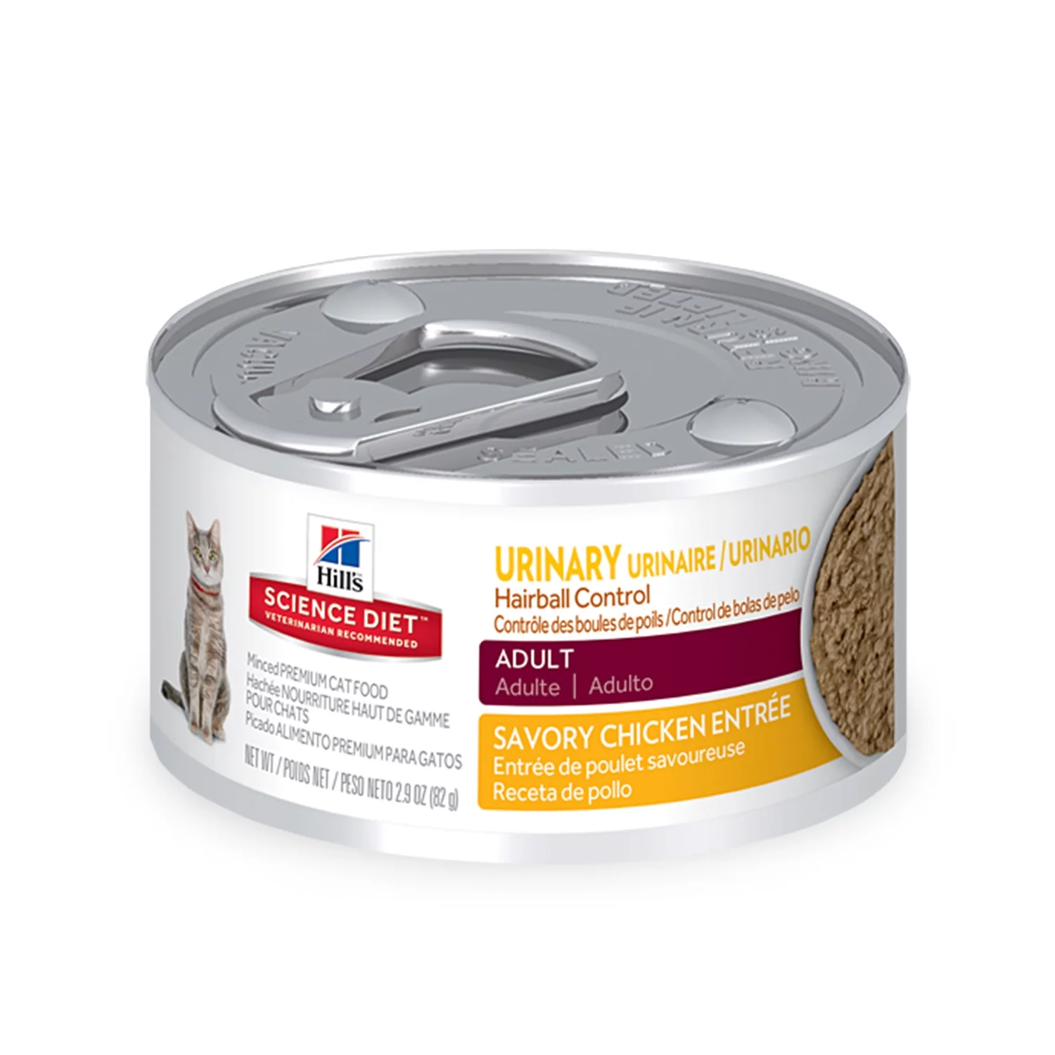 Hill's Science Diet Adult Urinary & Hairball Control Canned Cat Food, Savory Chicken, 2.9 oz, 24 Pack wet cat food