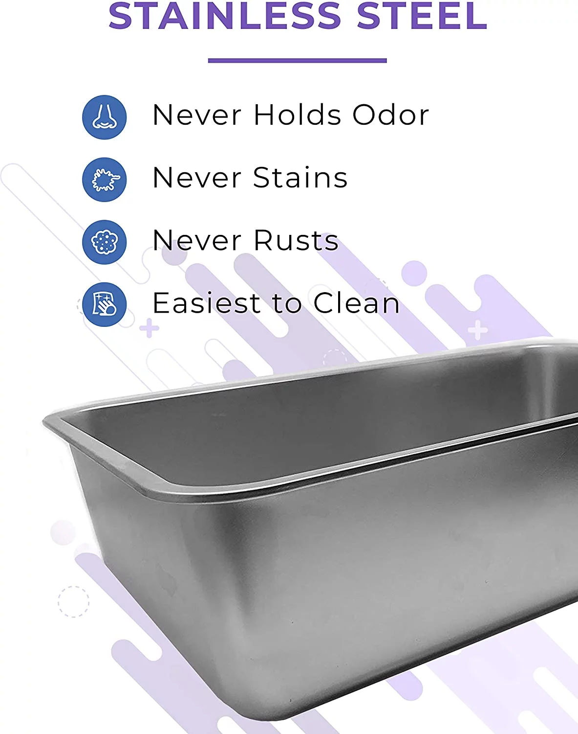 iPrimio XL Stainless Steel Cat Litter Box - Enclosed Sides, Odor-Free & Easy to Clean