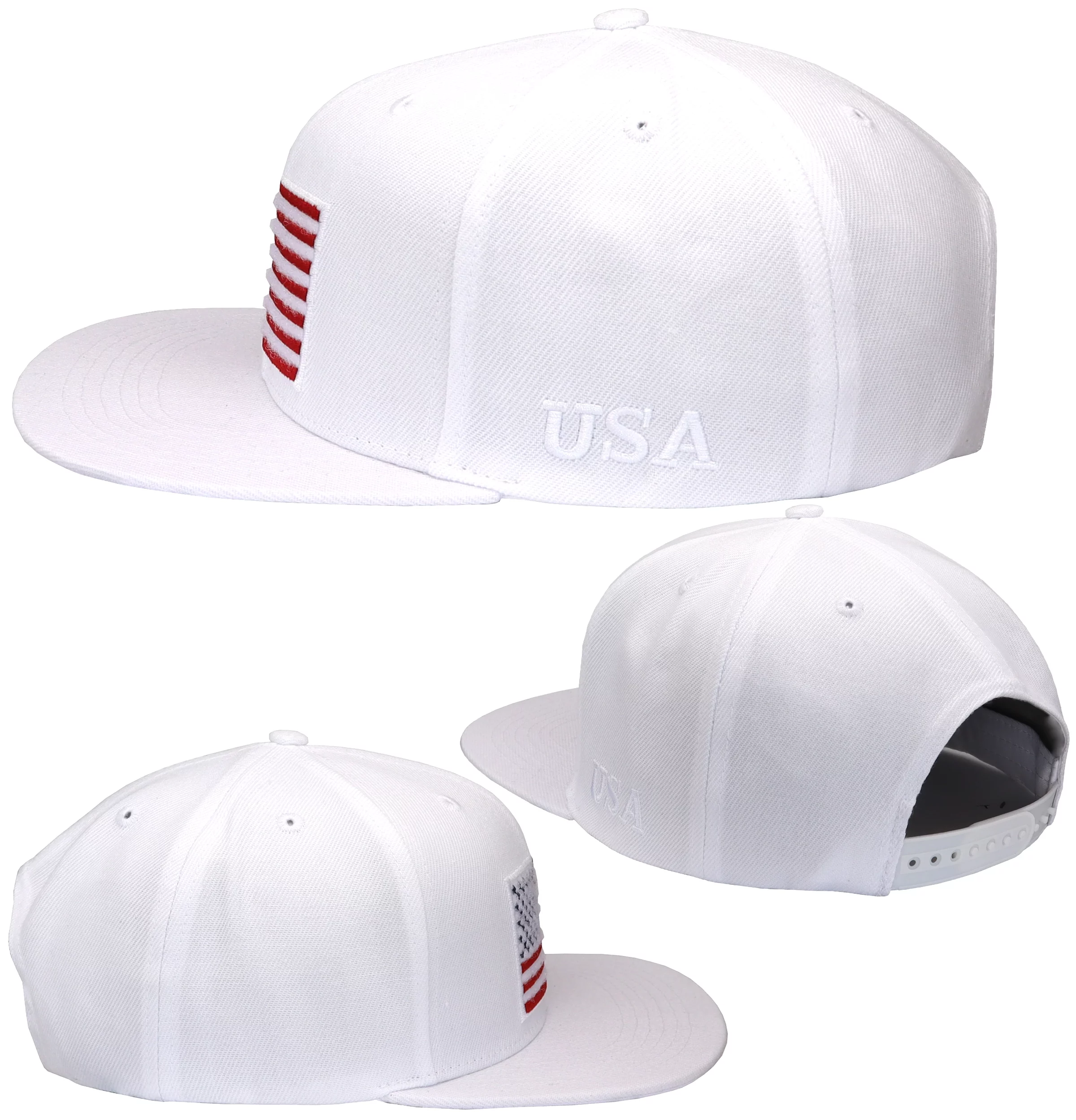 Antourage American Flag Flat Visor Constructed Snapback Hat + 2 Patriotic Patches
