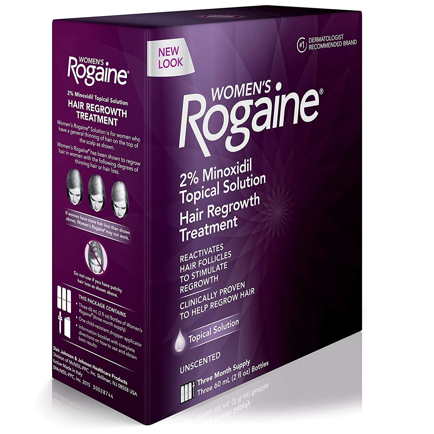 Rogaine Women's 3 Month Supply, Unscented, 6 oz, 3 - 2oz Bottles Per Pack