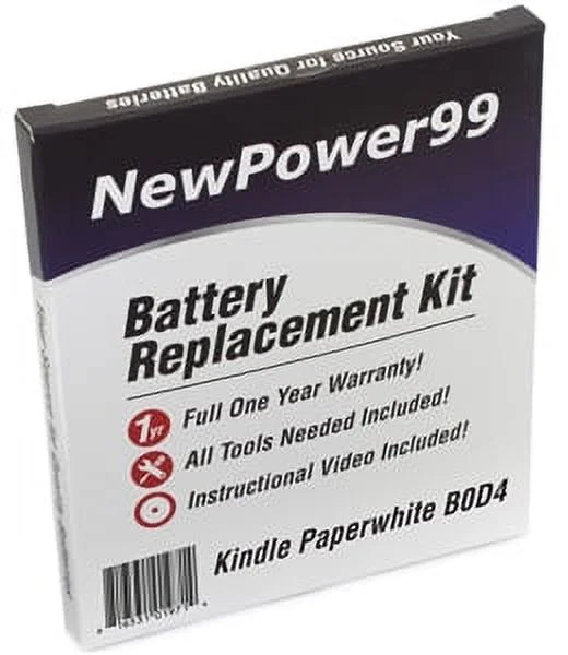 Amazon Kindle Paperwhite B0D4 Battery Replacement Kit with Tools, Video Instructions, Extended Life Battery and Full One Year Warranty