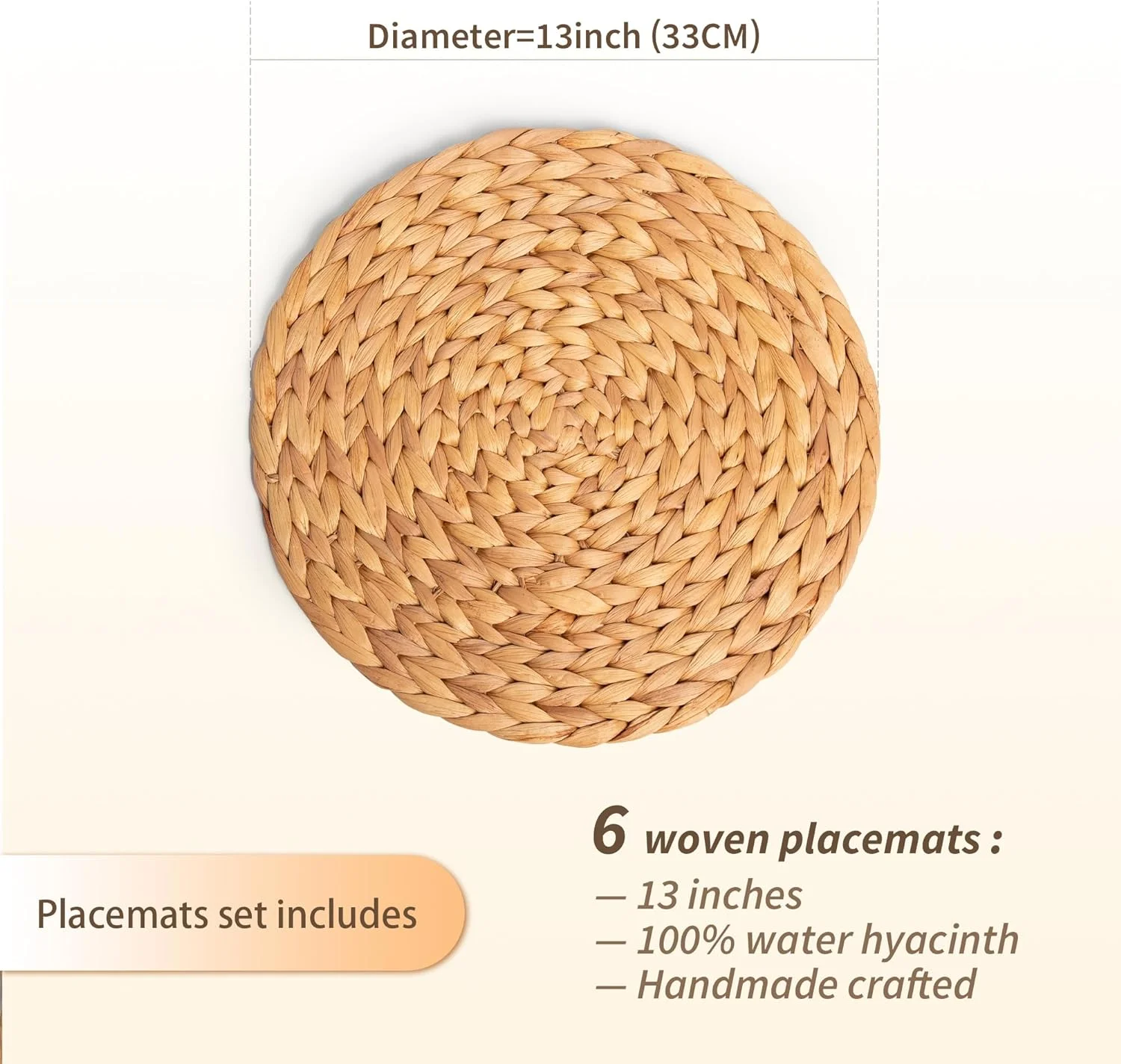 Defined Deco Woven Placemats Set of 6,13