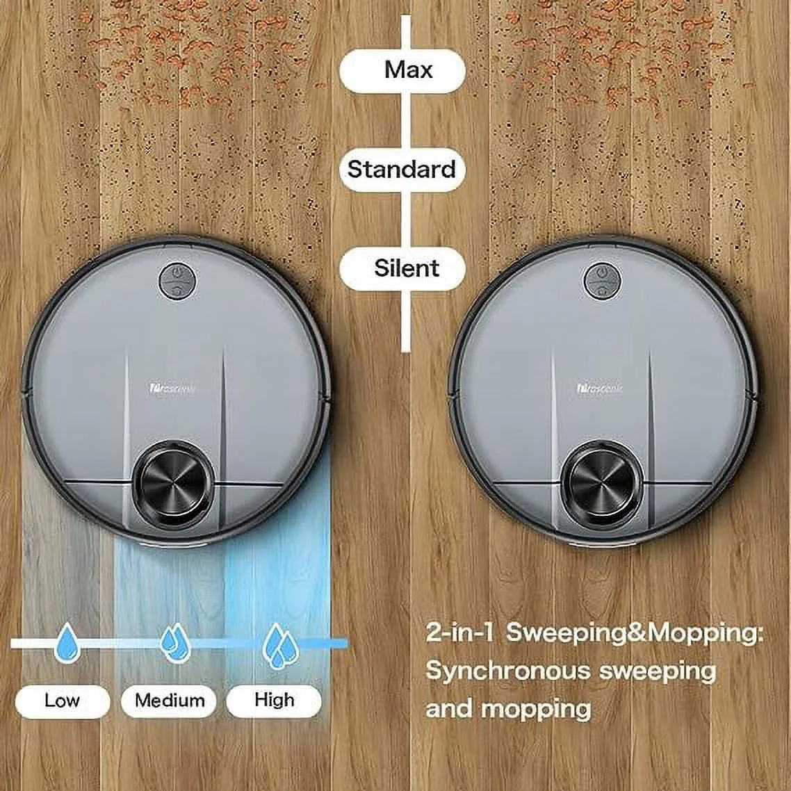 Open Box Proscenic Wi-Fi Connected Robot Vacuum Cleaner and Mop Alexa M6-PRO - Gray