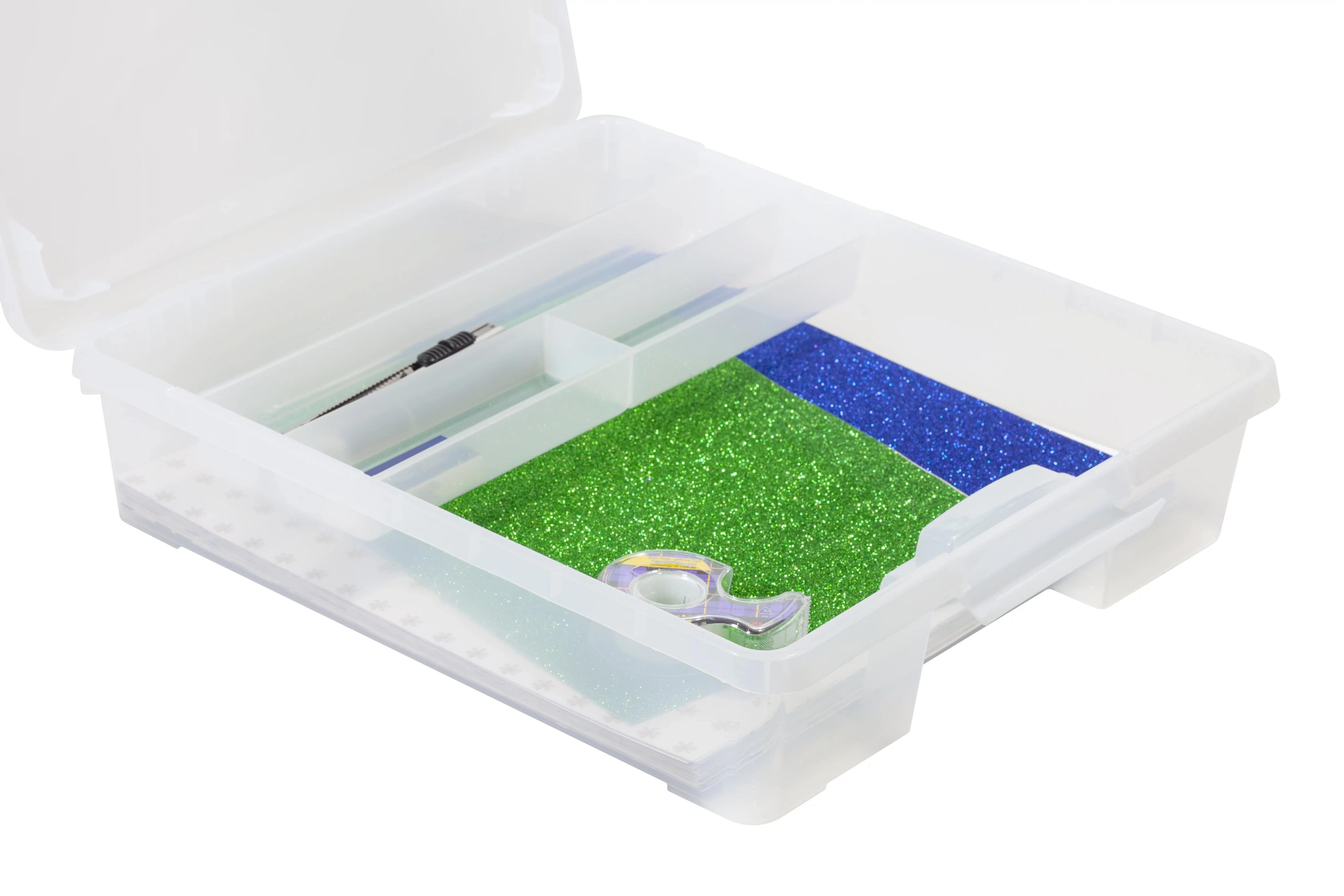 Pen+Gear Plastic File and Document Case with Supply Tray, Tint Clear, 5-Pack