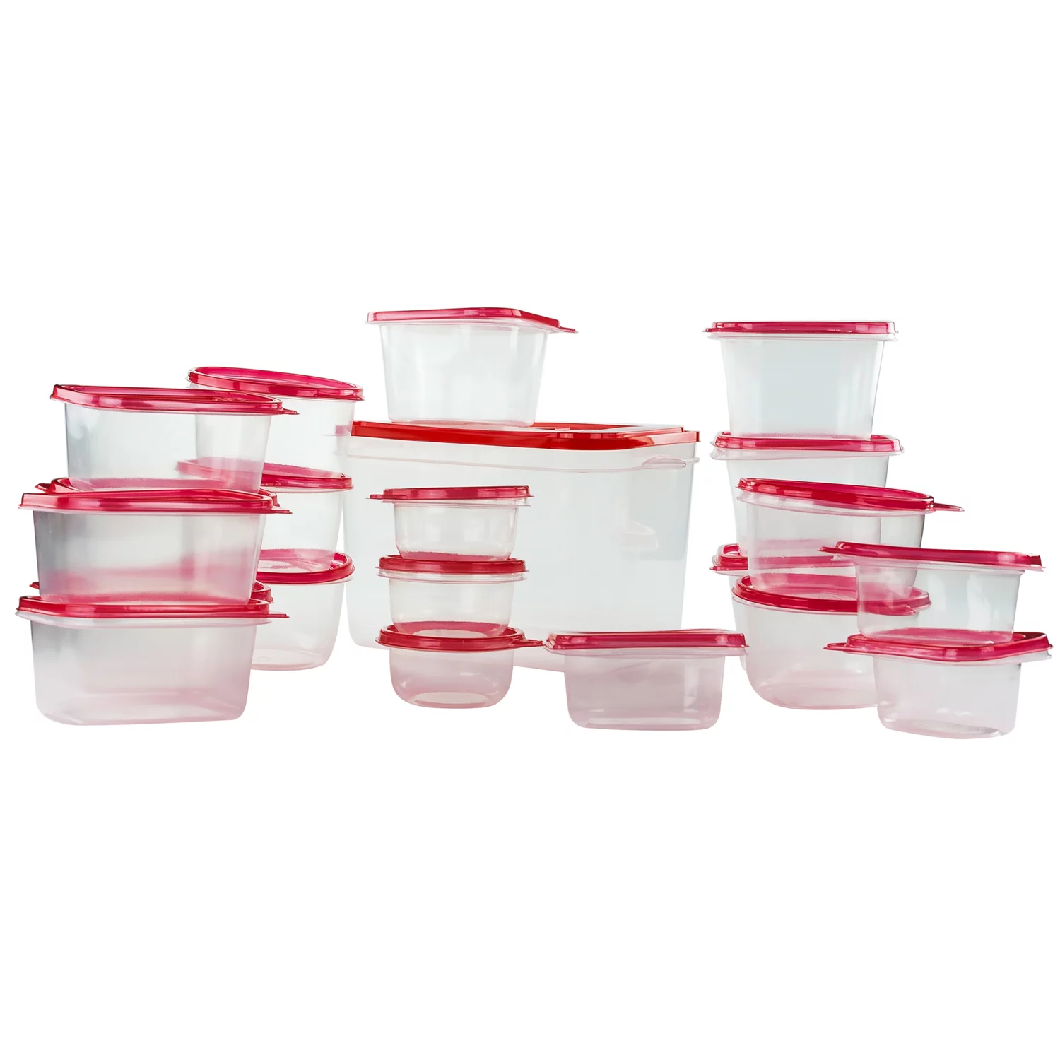 Imperial Home 58 Pcs. Plastic Food Container Set 29 Storage Container W Air Tight Lid Red