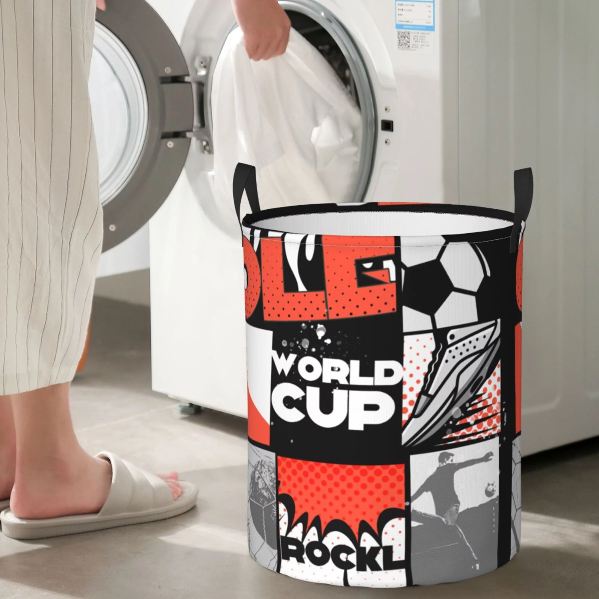 Laundry Basket Organizer Collapsible -World Cup Dirty Clothes Hamper for Bathroom Kids Girls Boys Laundry Hamper Medium