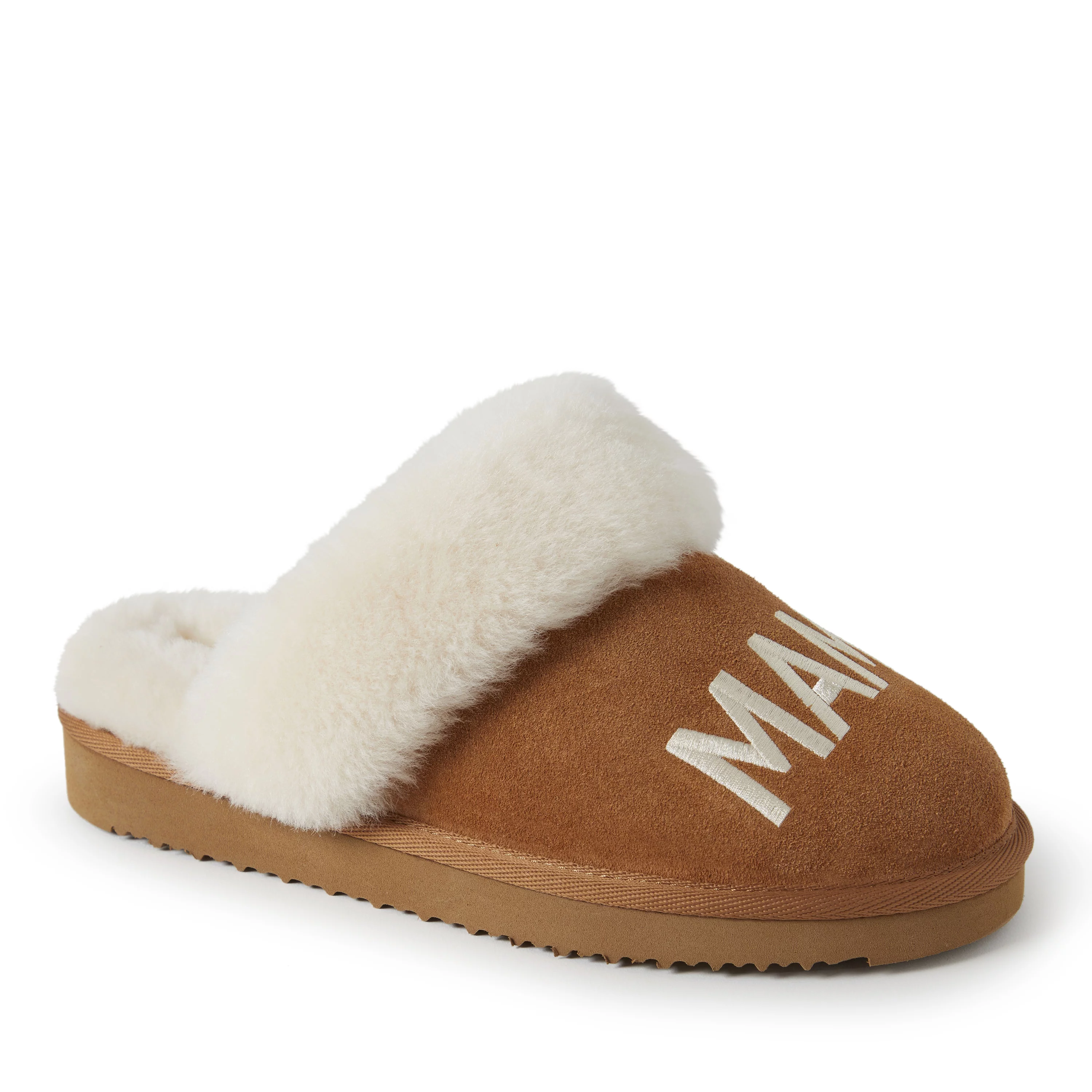 Fireside by Dearfoams Women's Mama Bear Genuine Shearling Scuff Slippers