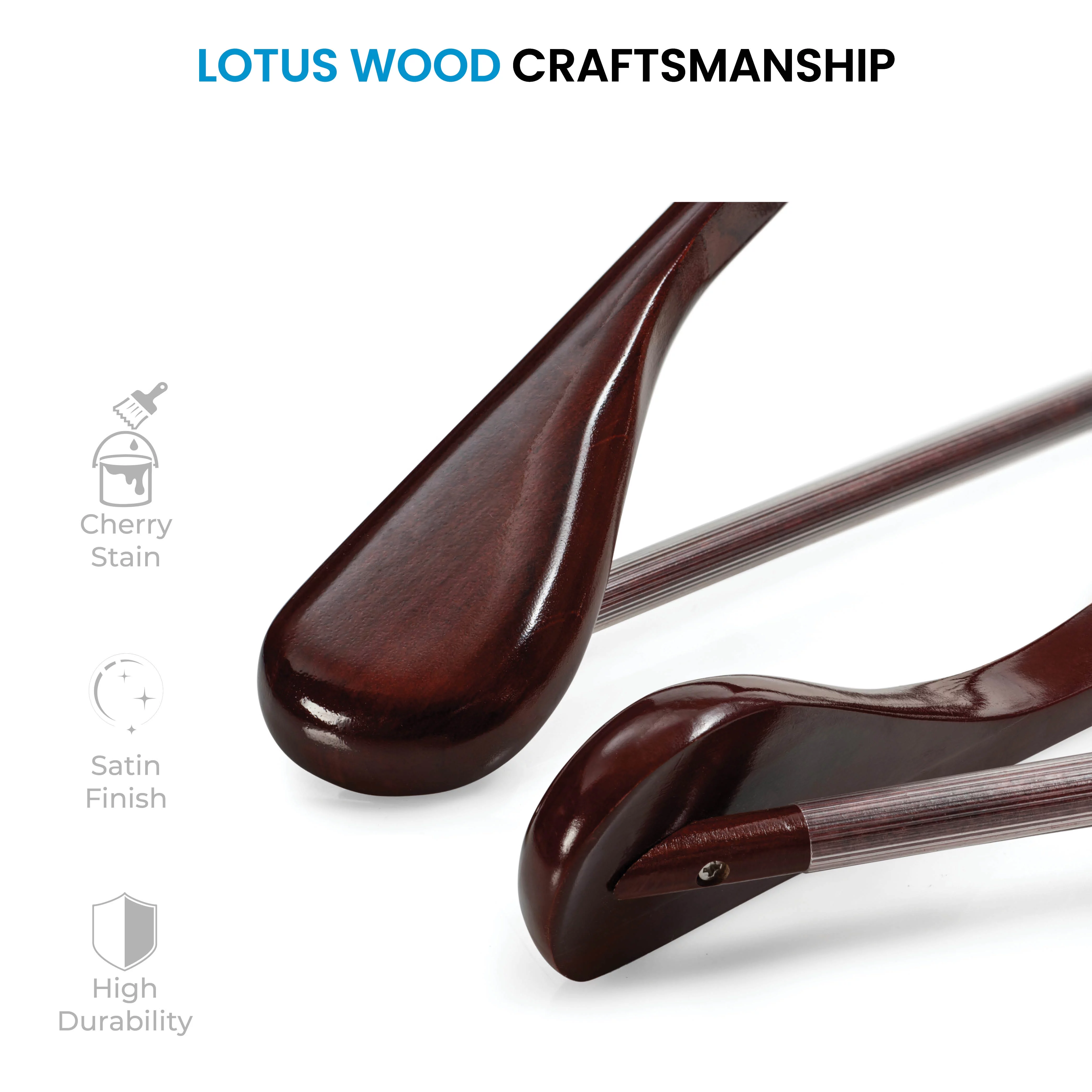 High-Grade Wide Shoulder Wooden Hangers 6 Pack with Non Slip Pants Bar - Smooth Finish Solid Wood Suit Hanger Coat Hanger, Holds upto 20lbs, 360° Swivel Hook, for Dress, Jacket, Heavy Clothes Hangers