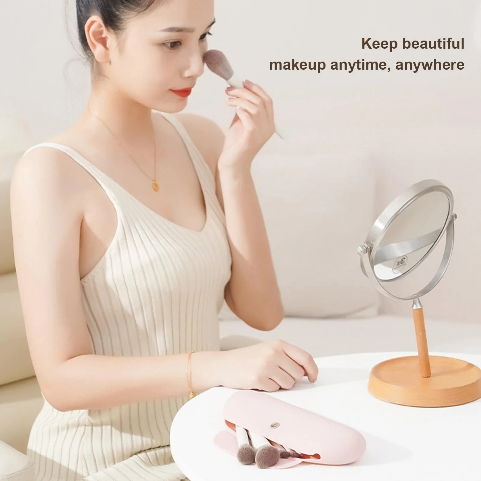 Silicone Makeup Brush Storage Bag Brush Cosmetic Storage Box Shadow Brush Eyebrow Pencil Storage Bag Cosmetic Bag Portable Travel Makeup Brush Bag Jewelry Case Traveling