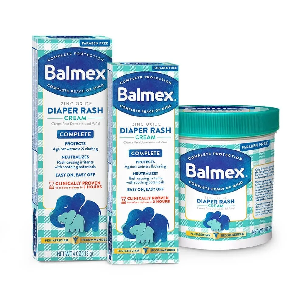 BALMEX Complete Protection Zinc Oxide Diaper Rash Cream, Advanced Formula, 2 Oz (2 Pack)