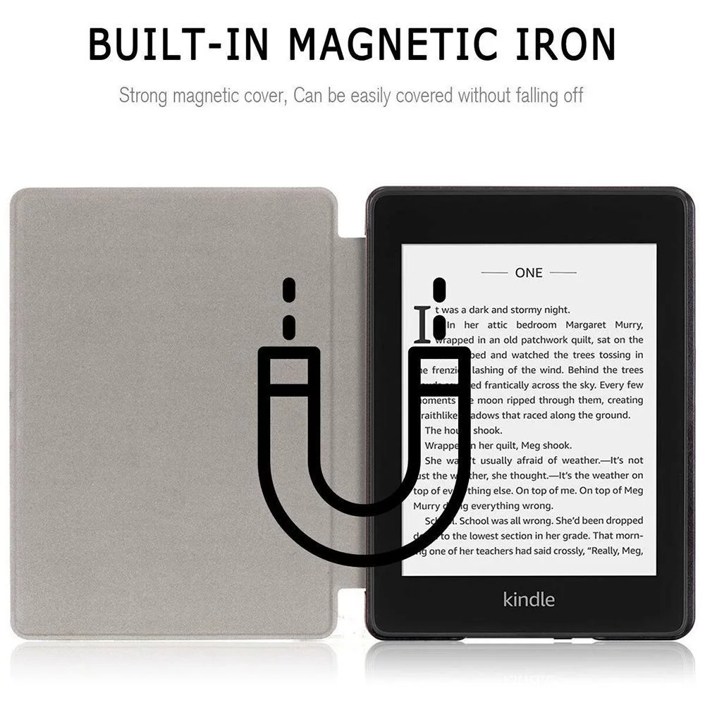 E-Reader Sleeve Auto Wake/Sleep Protective Shell Smart Case PU Leather Magnetic Folio Cover BLACK